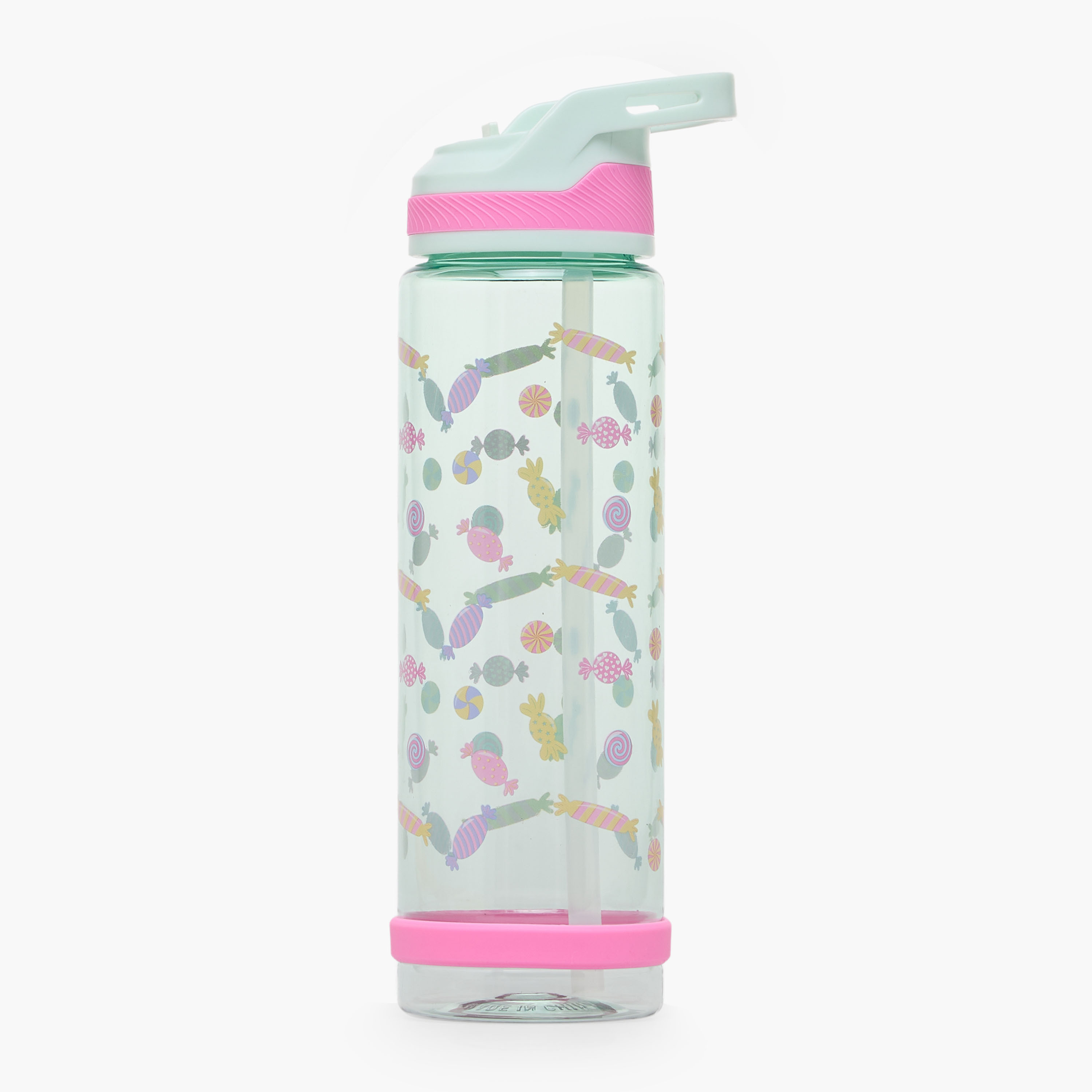 قارورة ماء بطبعات حلوى مع فوهة فليب ومقبض - 750 مل-school-waterbottles-image-1