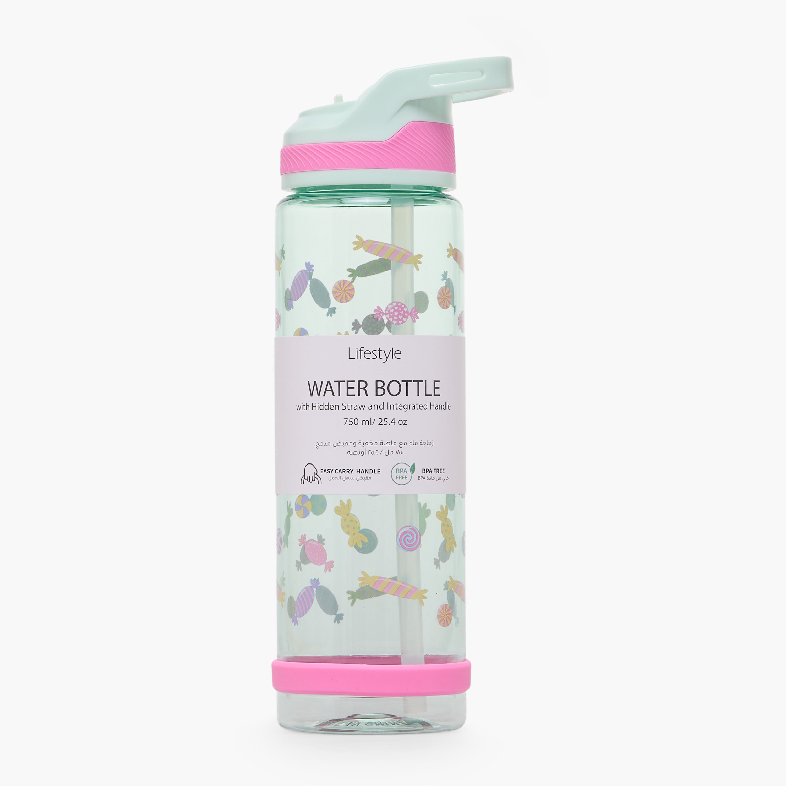 قارورة ماء بطبعات حلوى مع فوهة فليب ومقبض - 750 مل-school-waterbottles-image-6