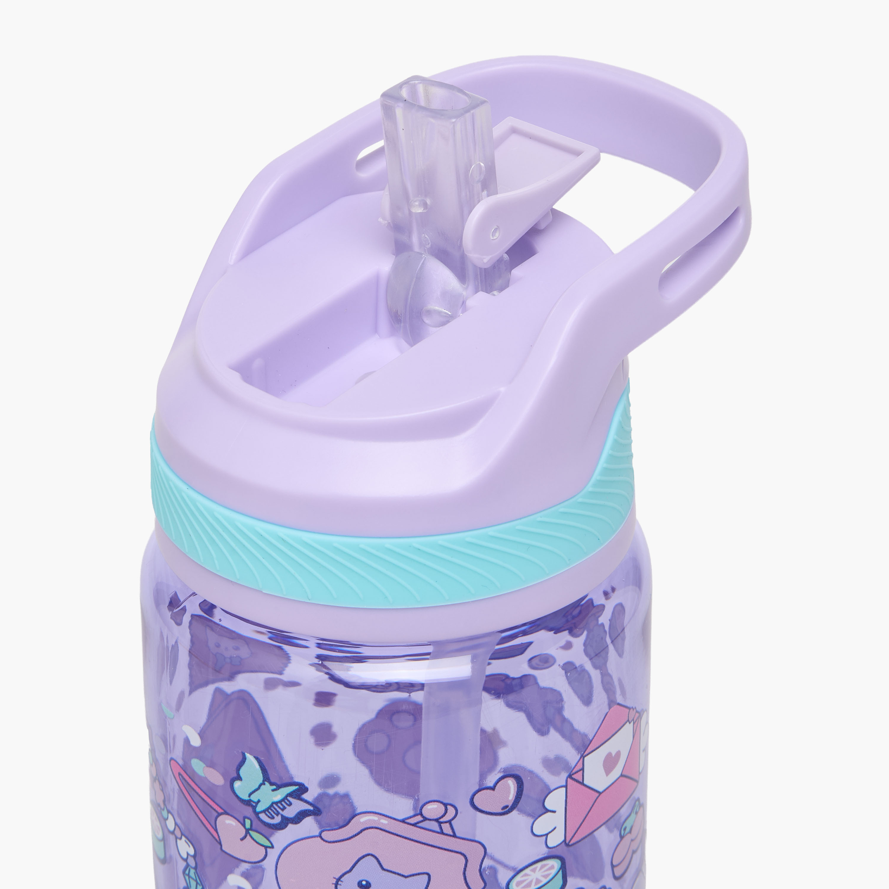 قارورة مياه بطبعات قطط بفوهة وغطاء قلاب ومقبض حمل - 750 مل-school-waterbottles-image-4