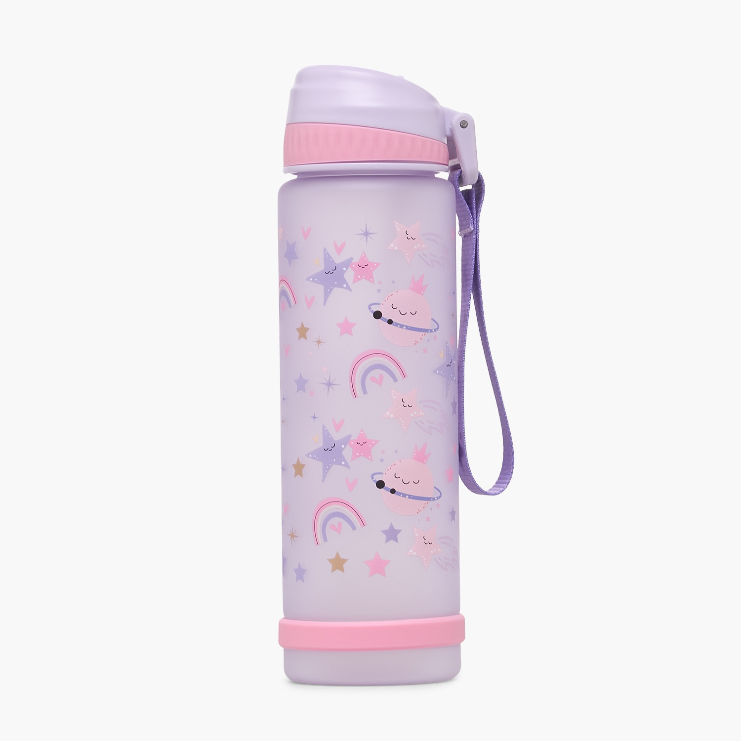 قارورة ماء بطبعة فضاء مع فوهة قلّابة ومقبض حزام - 750 مل-school-waterbottles-image-1