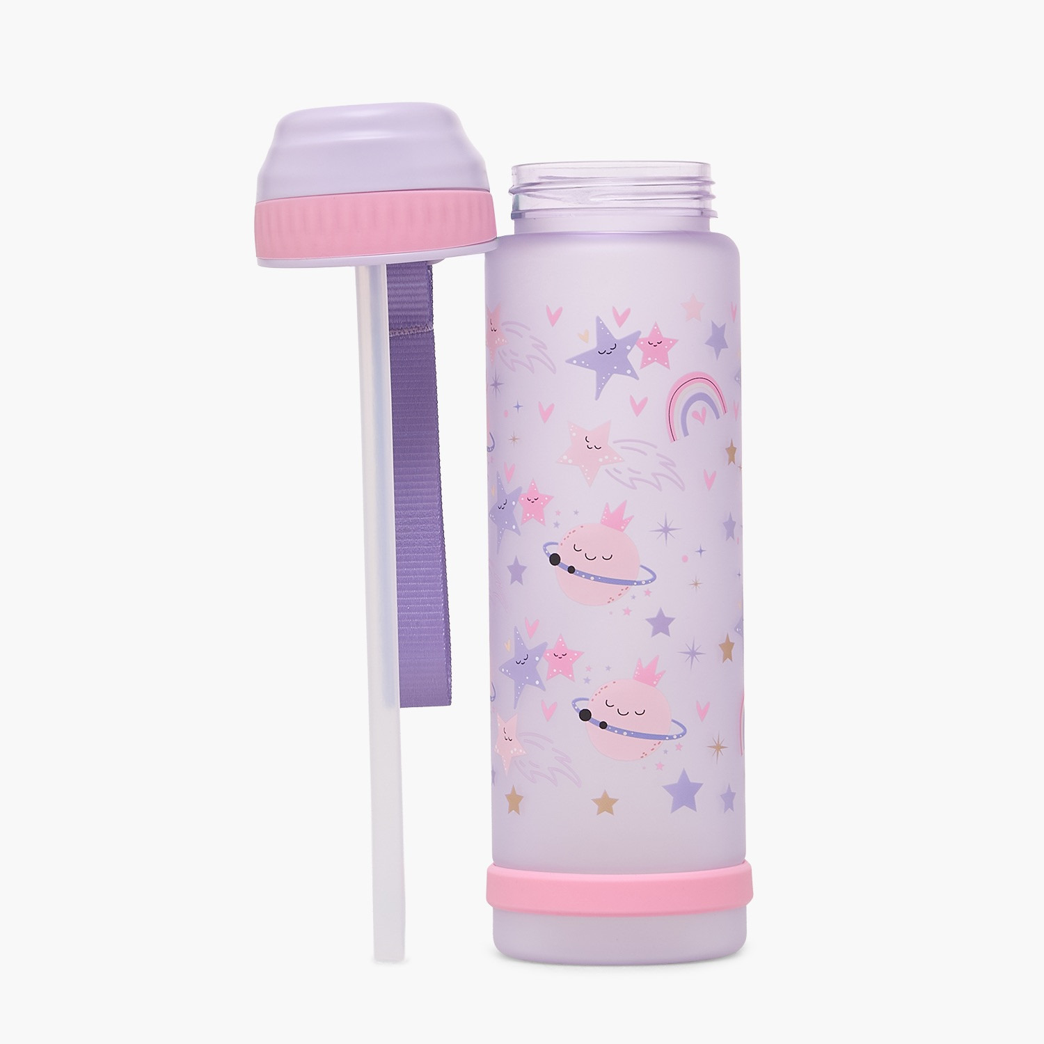 قارورة ماء بطبعة فضاء مع فوهة قلّابة ومقبض حزام - 750 مل-school-waterbottles-image-2