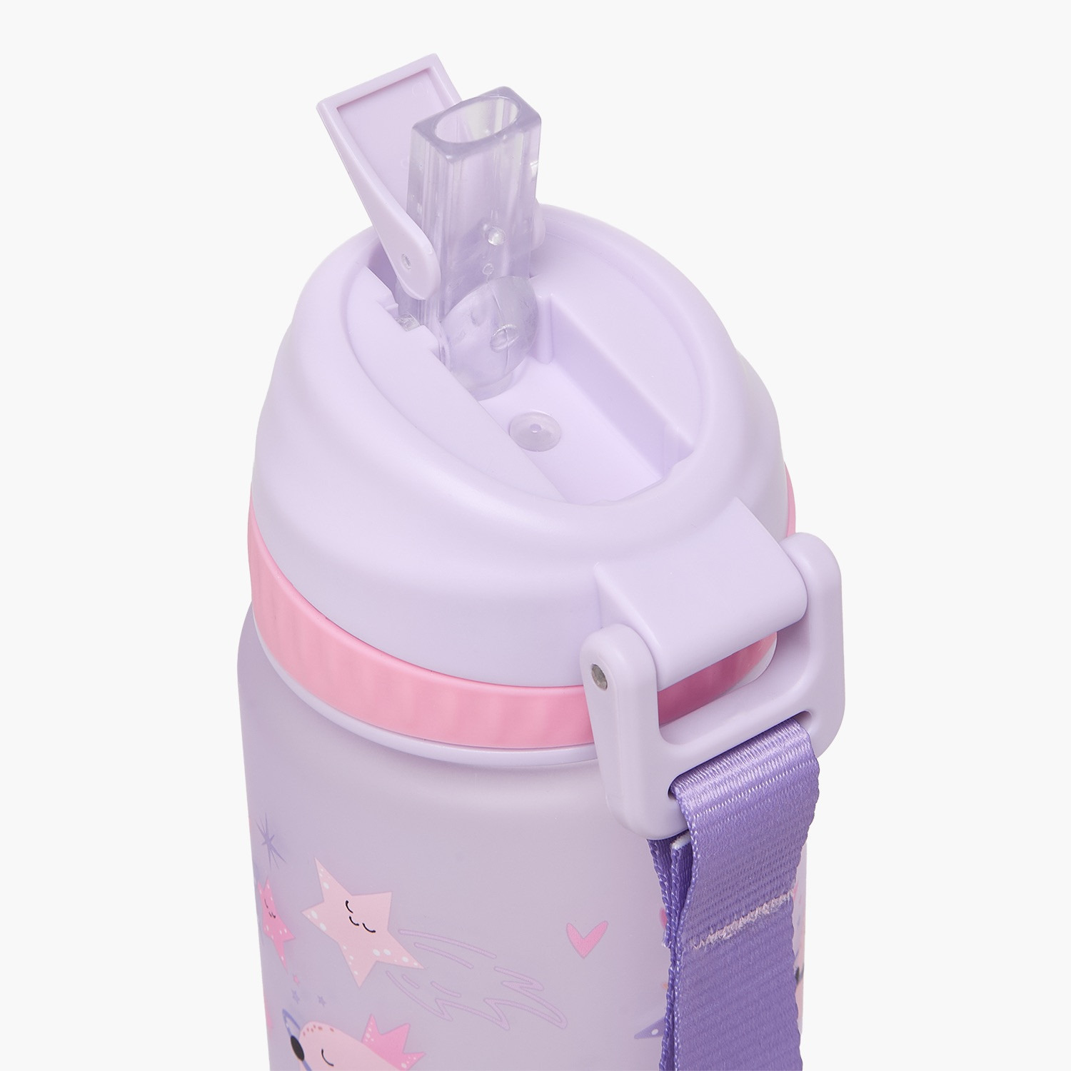 قارورة ماء بطبعة فضاء مع فوهة قلّابة ومقبض حزام - 750 مل-school-waterbottles-image-4