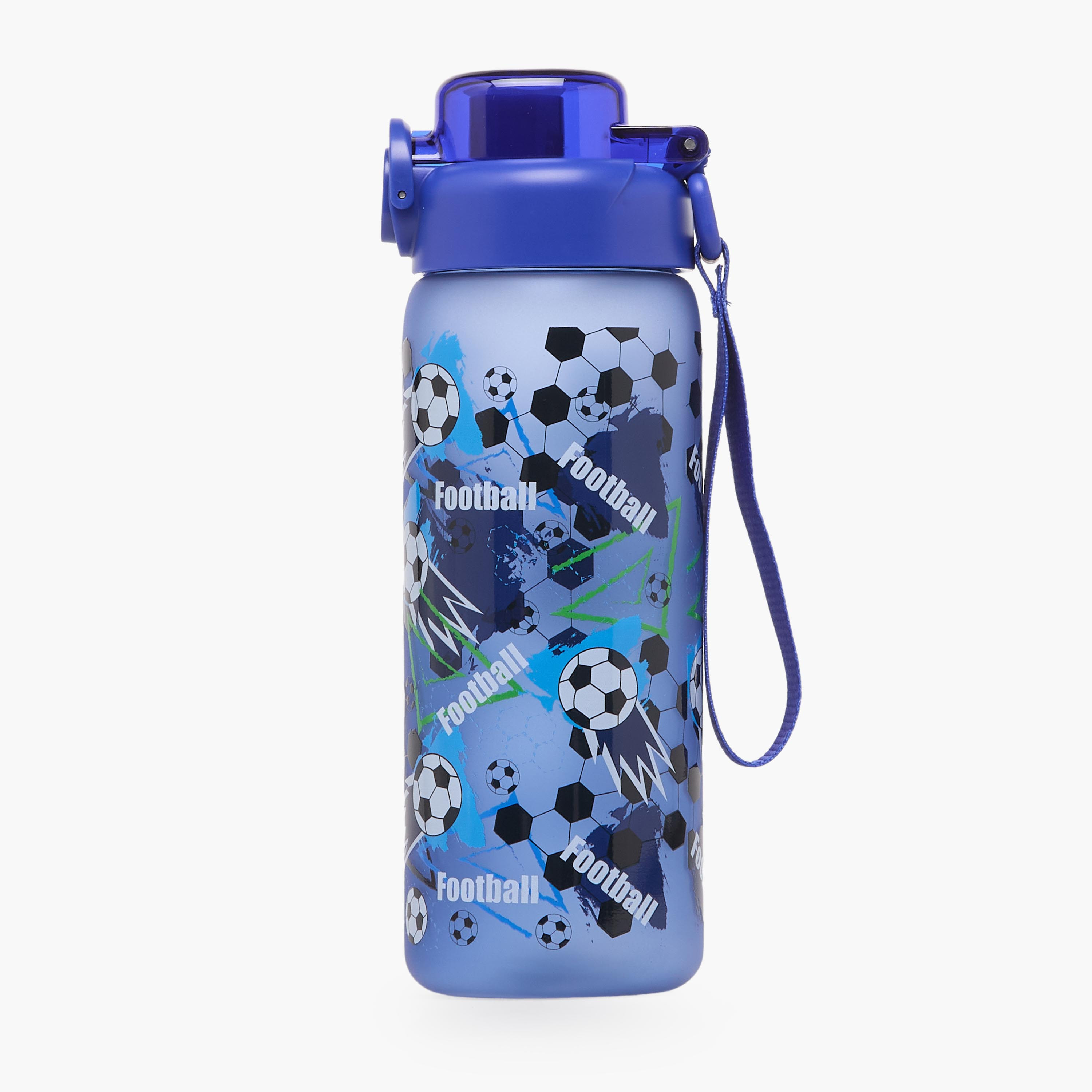 Football Print Water Bottle with Spout and Wristlet Strap - 750 ml-school-waterbottles-image-1