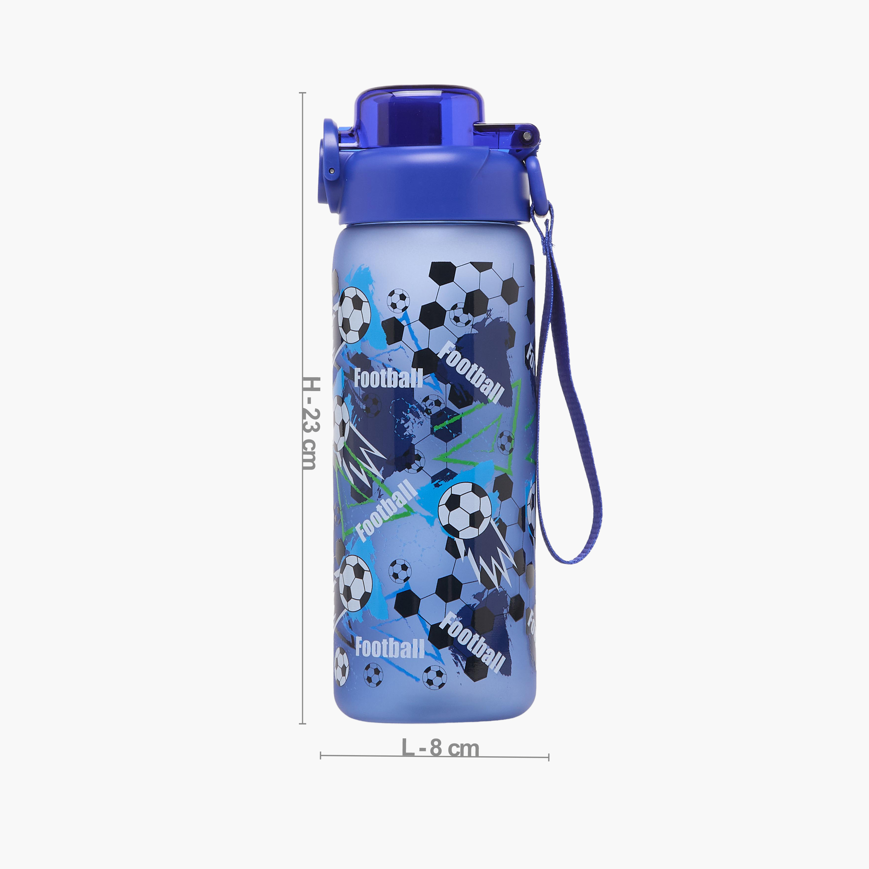 Football Print Water Bottle with Spout and Wristlet Strap - 750 ml-school-waterbottles-image-4