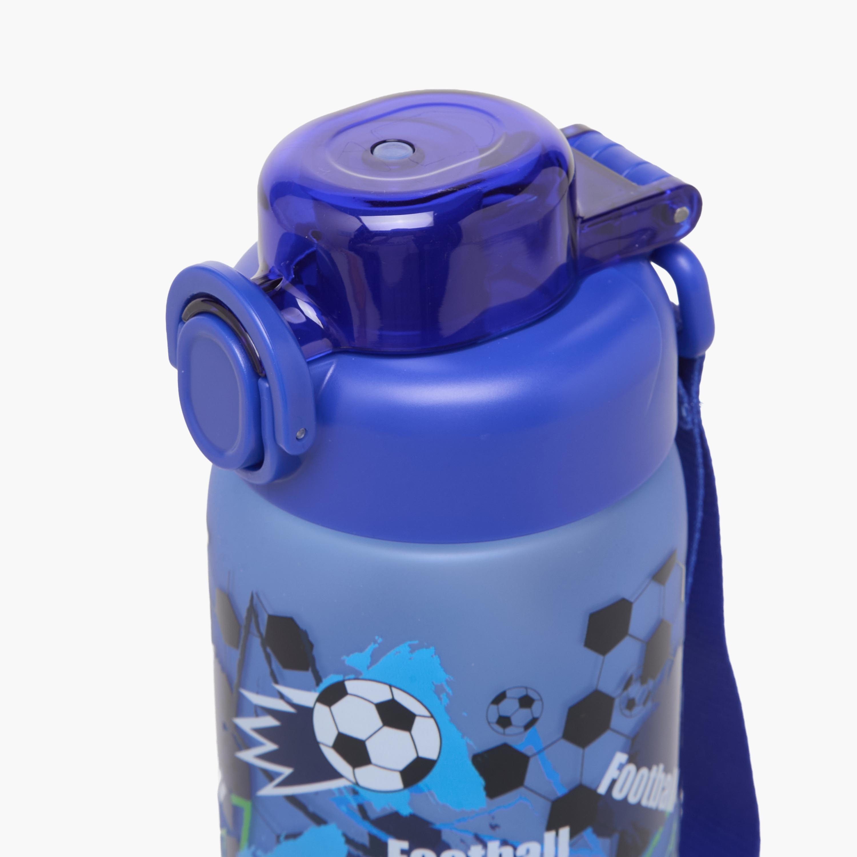 Football Print Water Bottle with Spout and Wristlet Strap - 750 ml-school-waterbottles-image-5