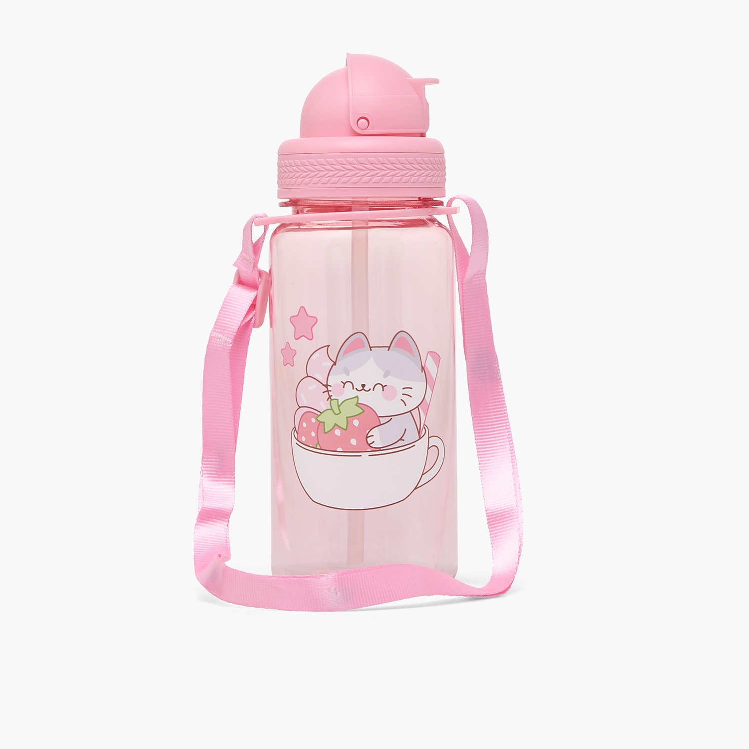 قارورة مياه بغطاء قلاب وطبعات قطة - 350 مل-school-waterbottles-image-1