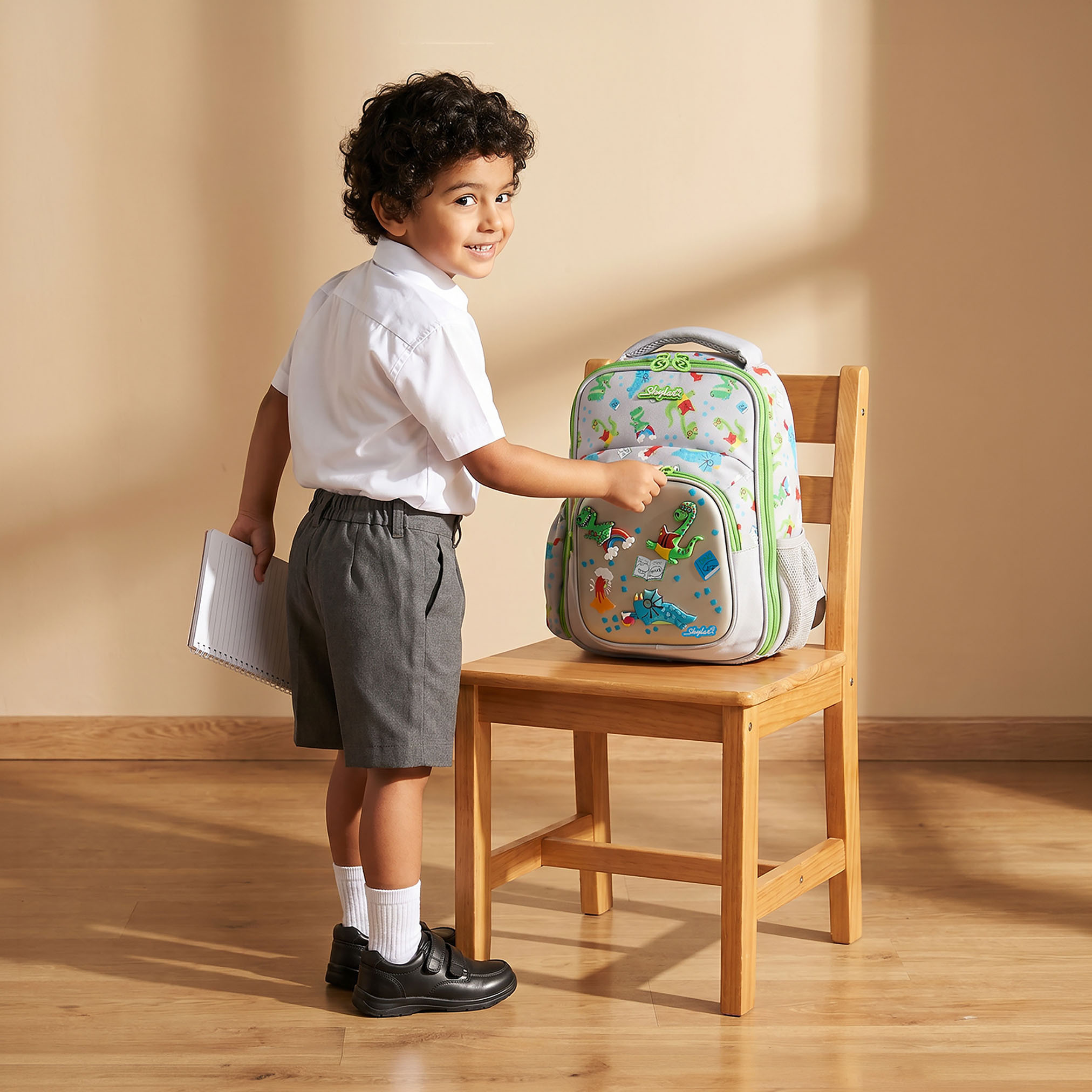 شنطة ظهر بجيب لابتوب وطبعات ديناصور للأولاد بعمر 2-5 سنوات من سكايلار - 14 بوصة-school-bagsandbackpacks-backpacks-image-2