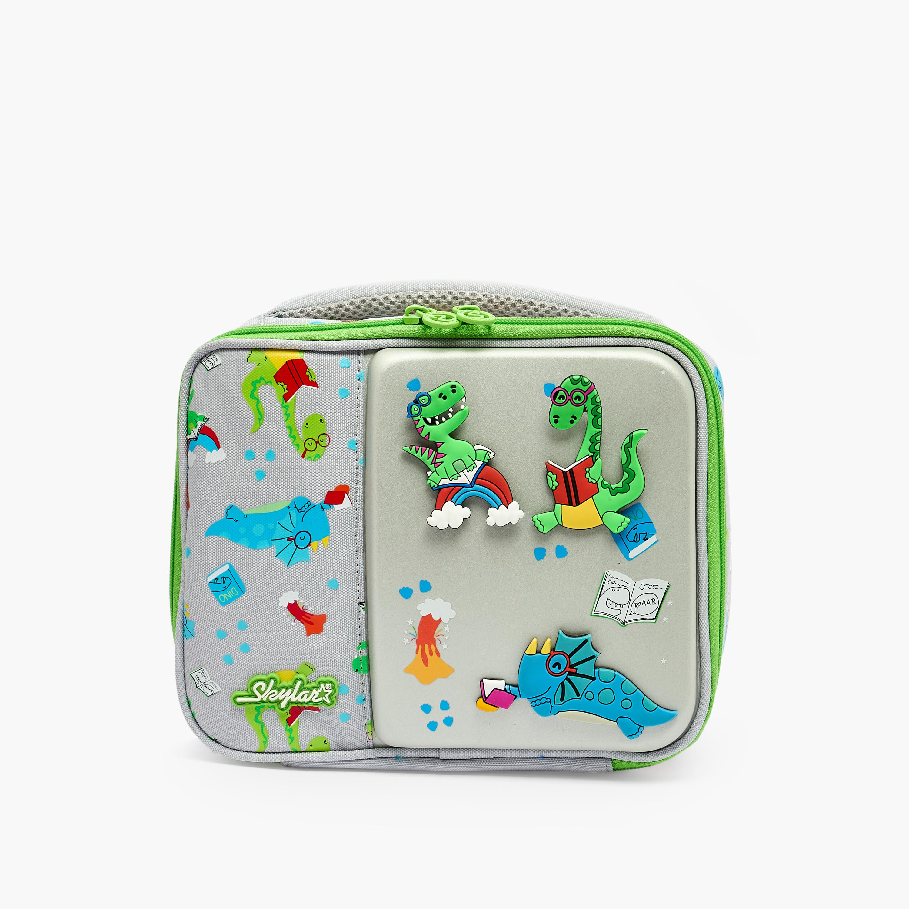 شنطة غداء بزينة ديناصور ومقبض علوي للأولاد 2 - 5 سنوات من سكايلر - 5 لتر-school-lunchessentials-lunchbags-image-1