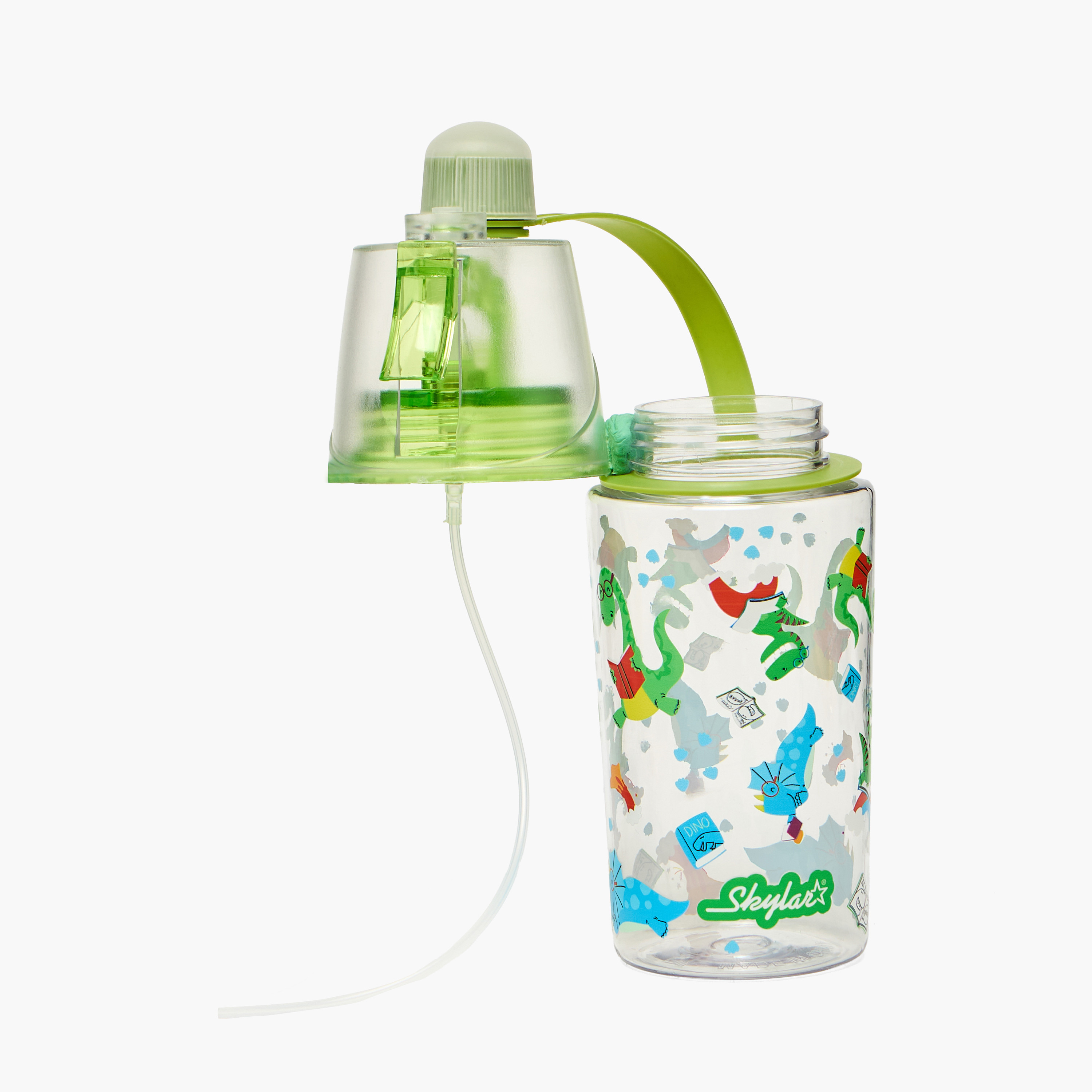 Skylar Dinosaur Print Tritan Water Bottle with Spout and Spray Nozzle-school-waterbottles-image-2