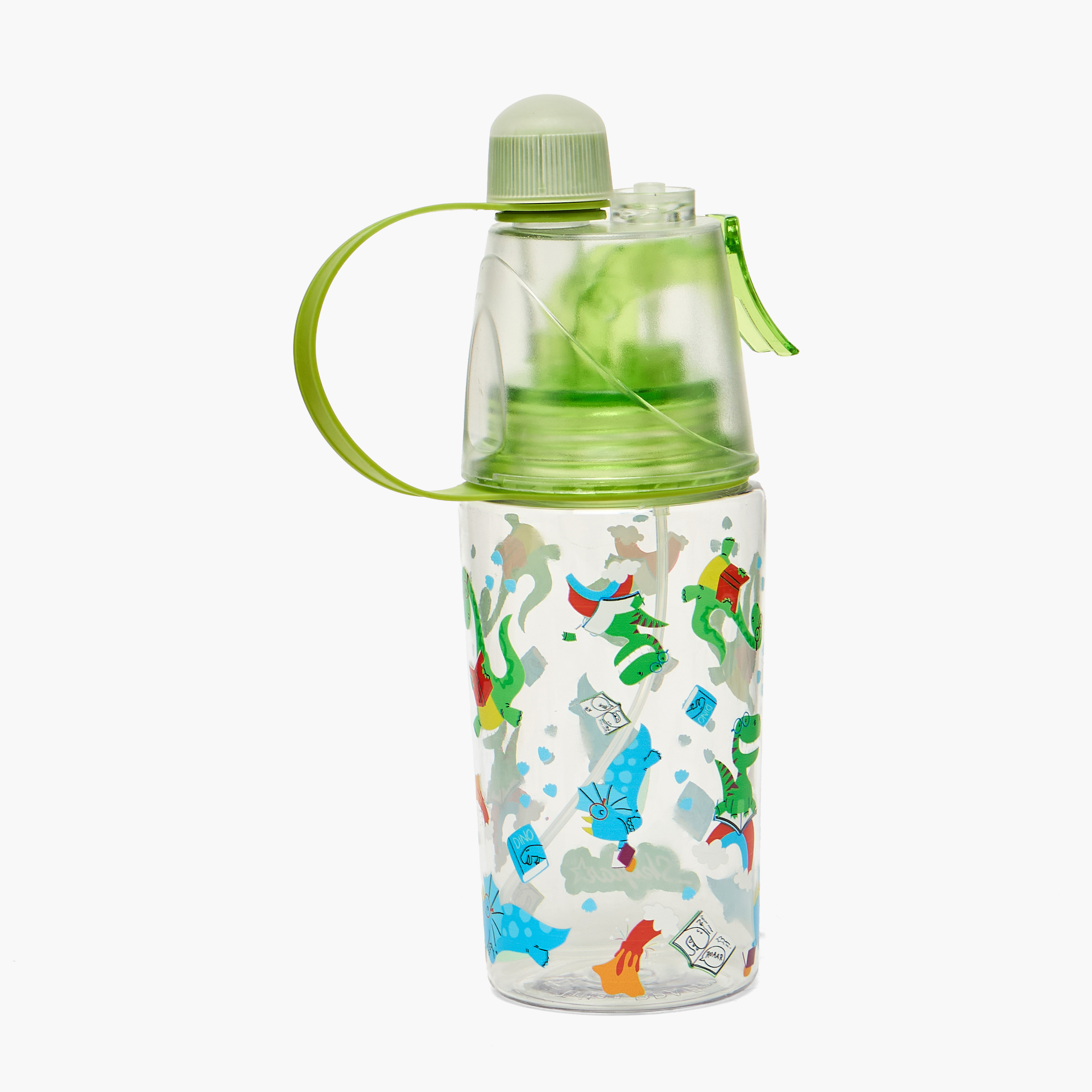 Skylar Dinosaur Print Tritan Water Bottle with Spout and Spray Nozzle-school-waterbottles-image-3
