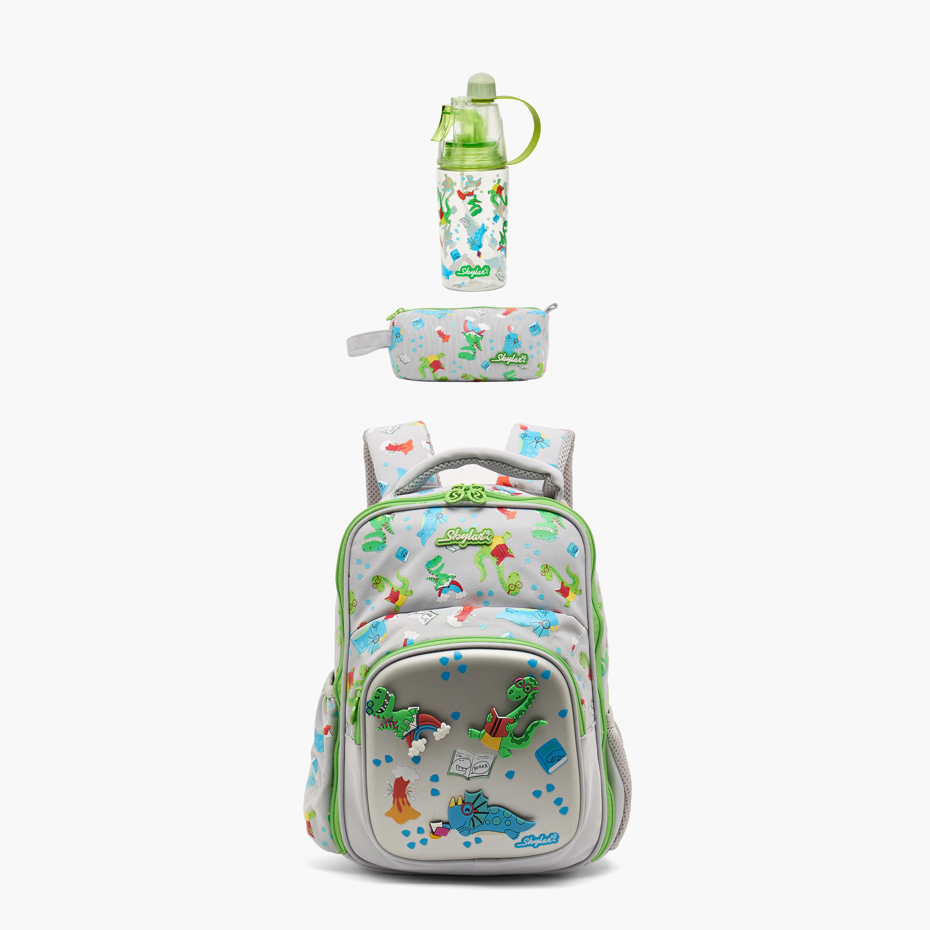 Skylar Dinosaur Print Tritan Water Bottle with Spout and Spray Nozzle-school-waterbottles-image-7