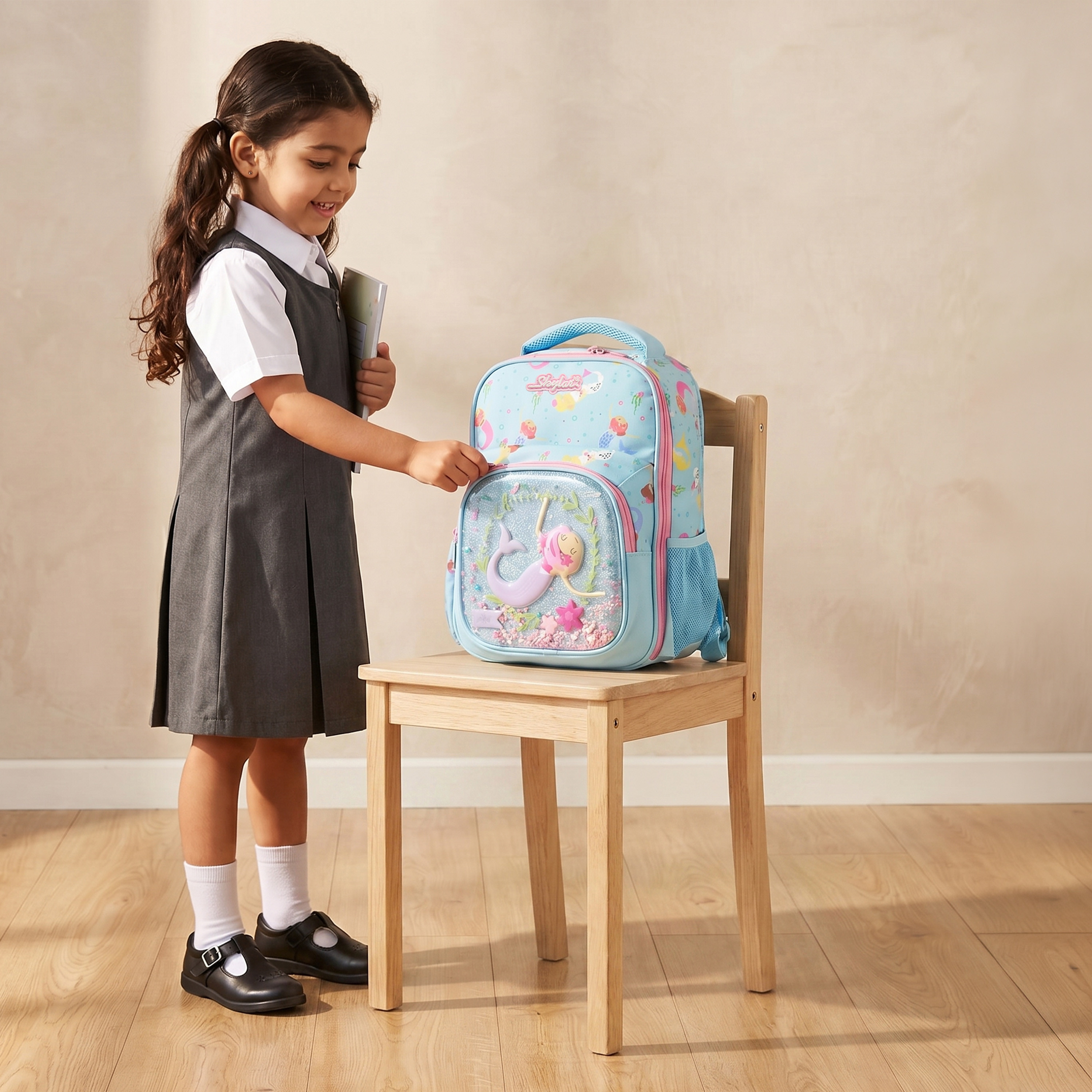 شنطة ظهر بطبعة حورية البحر للبنات من 2 إلى 5 سنوات بحجيرة للابتوب - 14 بوصة من سكاي لار-school-bagsandbackpacks-backpacks-image-2