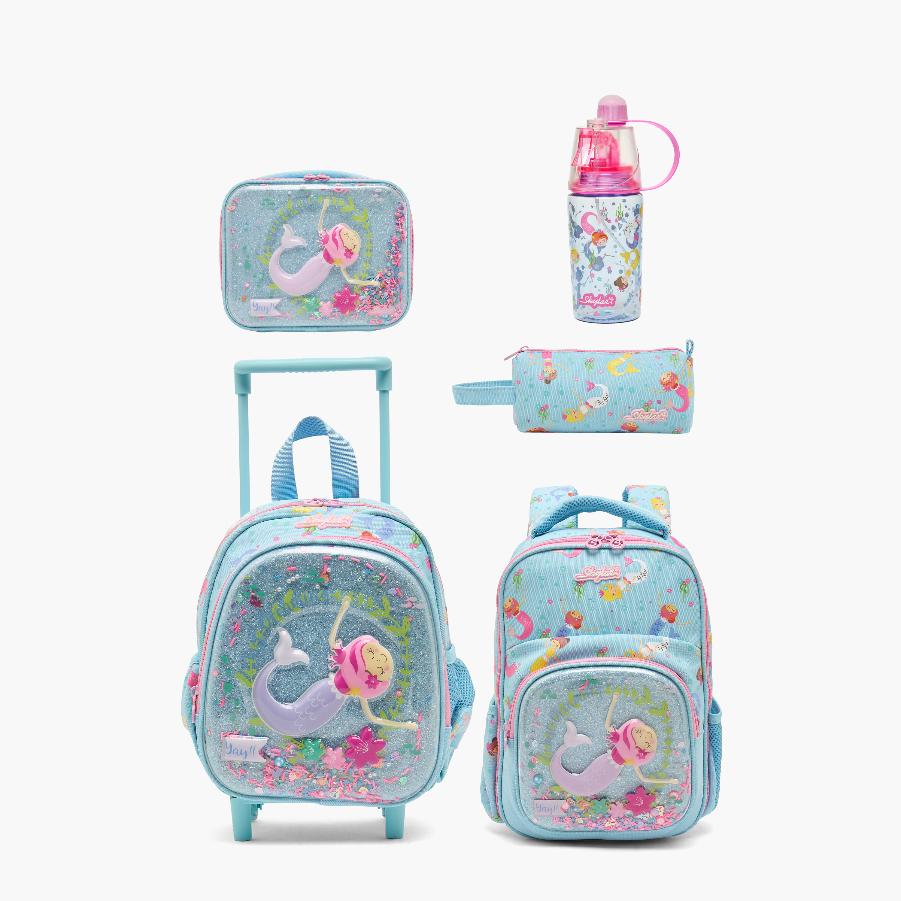 Skylar Mermaid Print Pencil Pouch with Zip Closure-school-stationery-pencilcases-image-9