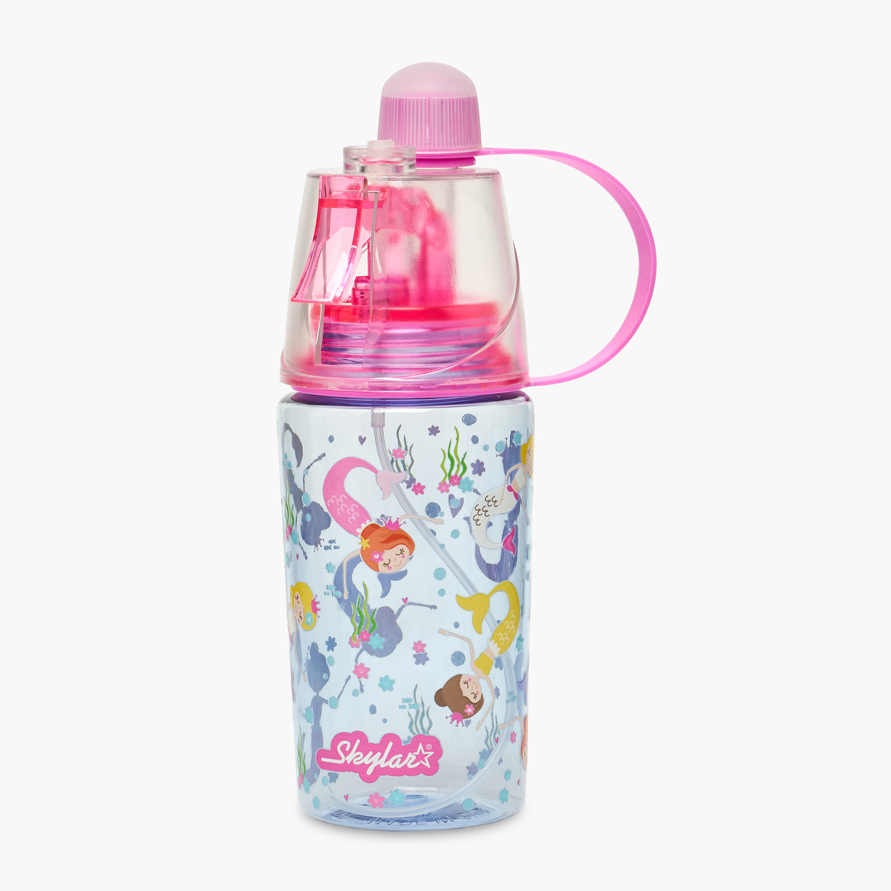 Skylar Mermaid Print Tritan Water Bottle with Spout and Spray Nozzle-school-waterbottles-image-1