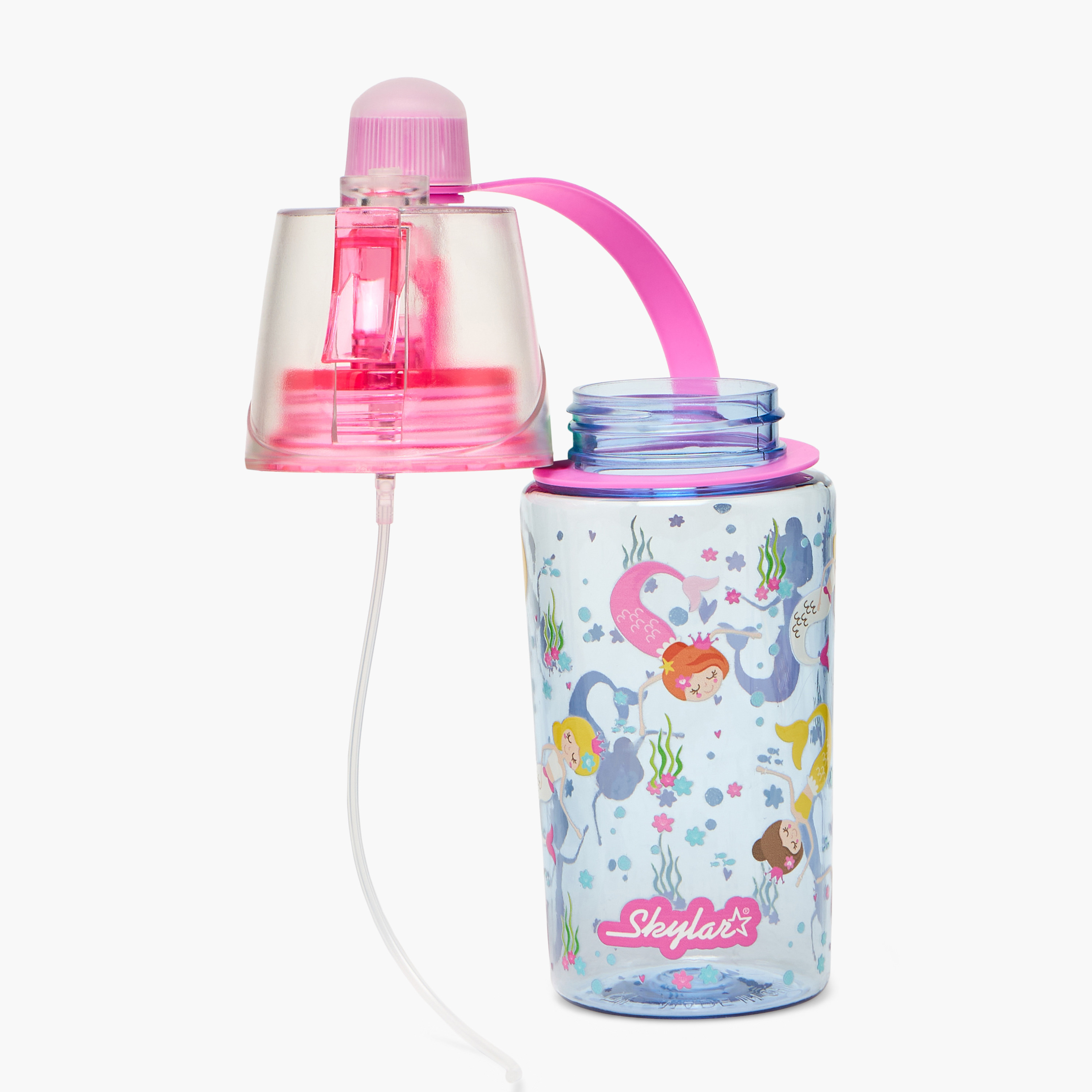 Skylar Mermaid Print Tritan Water Bottle with Spout and Spray Nozzle-school-waterbottles-image-2