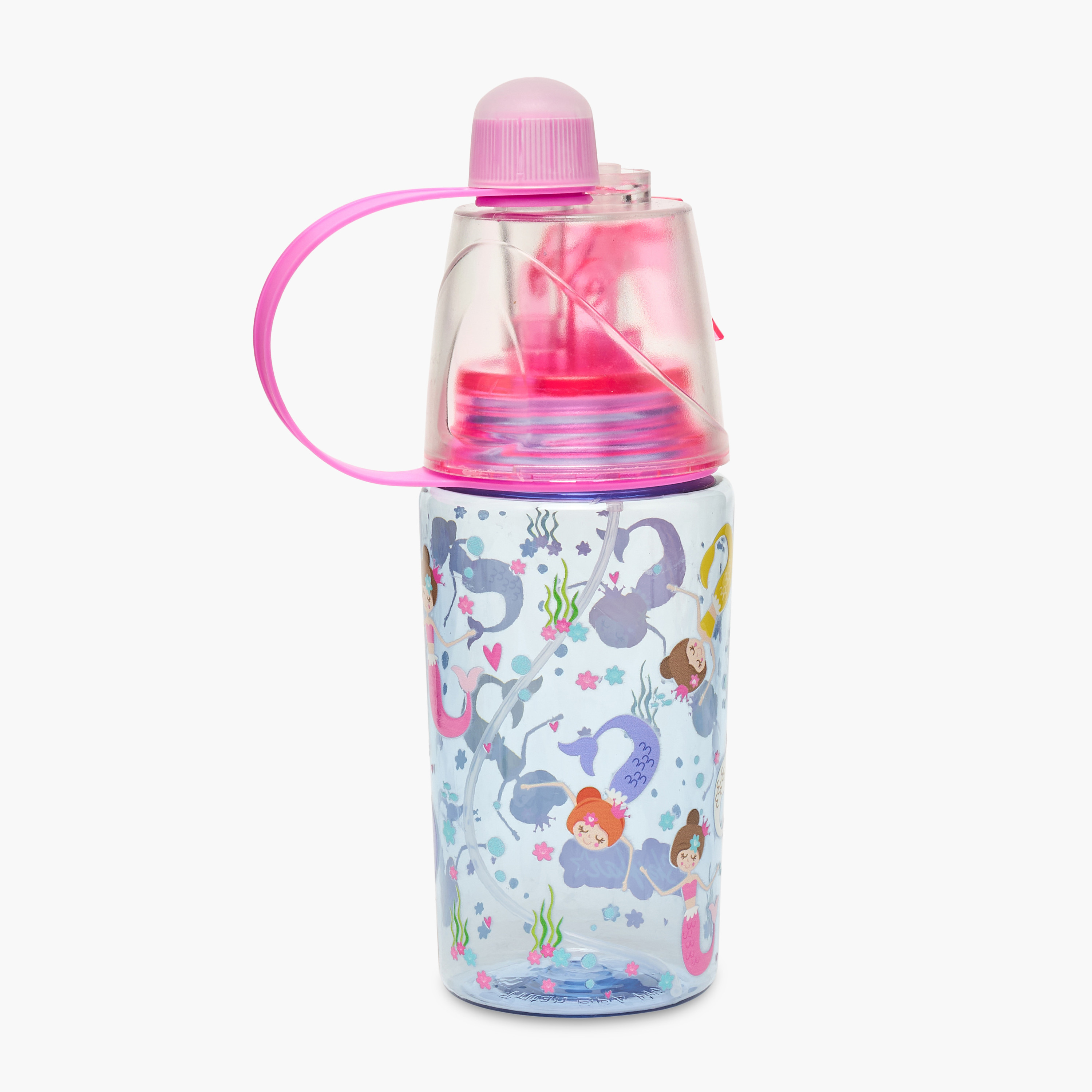 Skylar Mermaid Print Tritan Water Bottle with Spout and Spray Nozzle-school-waterbottles-image-3