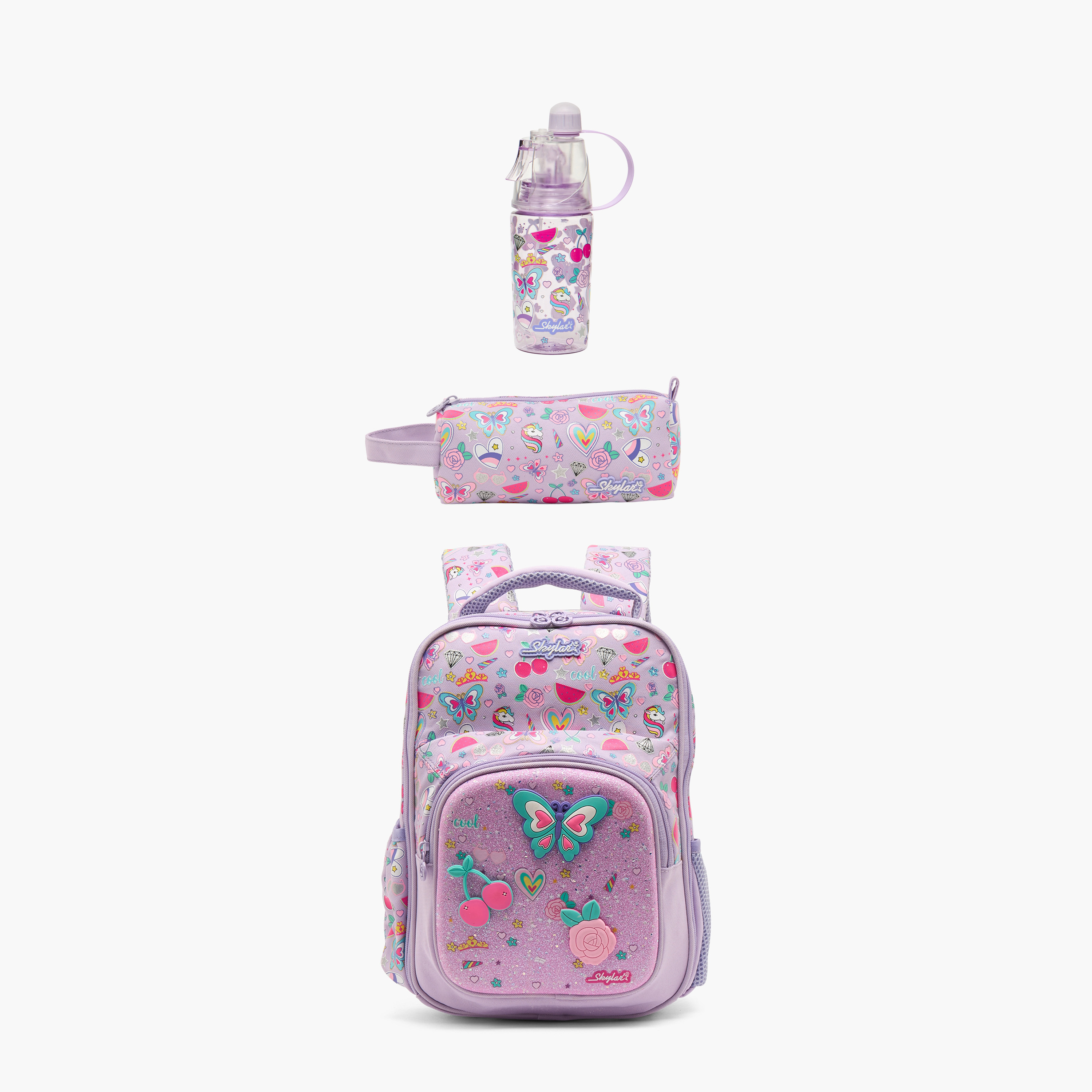 Skylar Butterfly Print Pencil Pouch with Zip Closure-school-stationery-pencilcases-image-9
