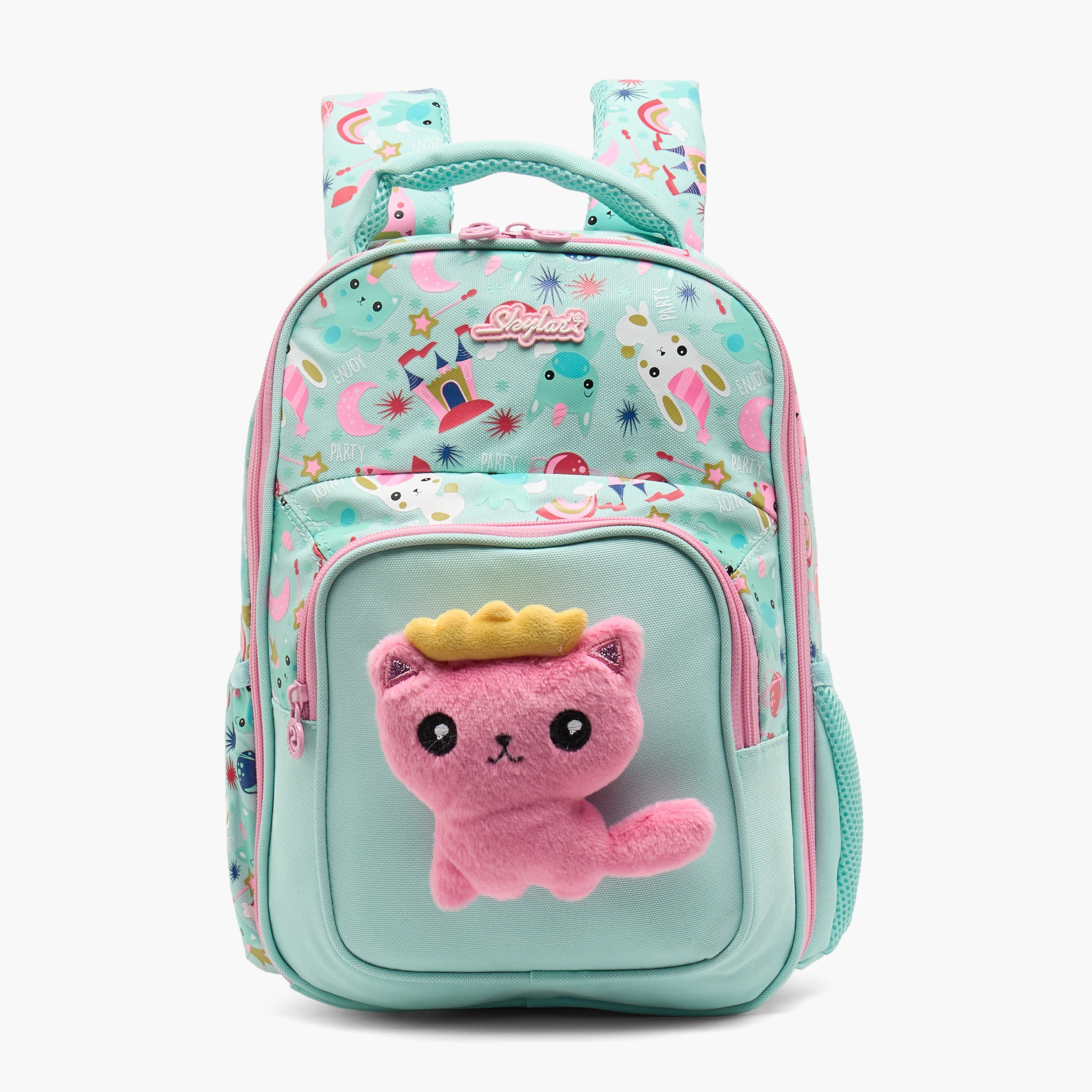 شنطة ظهر بطبعات قطة للبنات 5-8 سنوات مع قسم للابتوب - 14 بوصة-school-bagsandbackpacks-backpacks-image-1