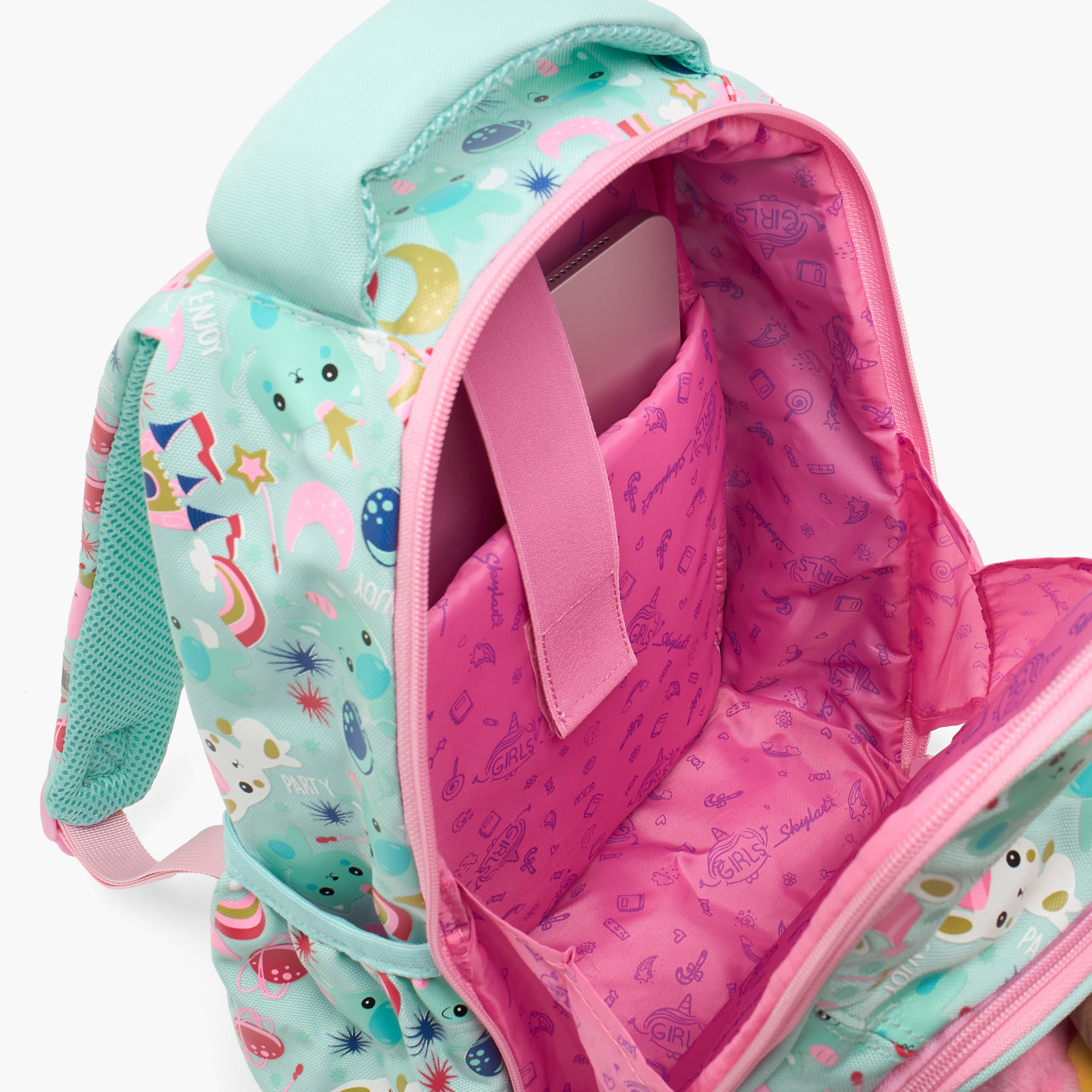 شنطة ظهر بطبعات قطة للبنات 5-8 سنوات مع قسم للابتوب - 14 بوصة-school-bagsandbackpacks-backpacks-image-5