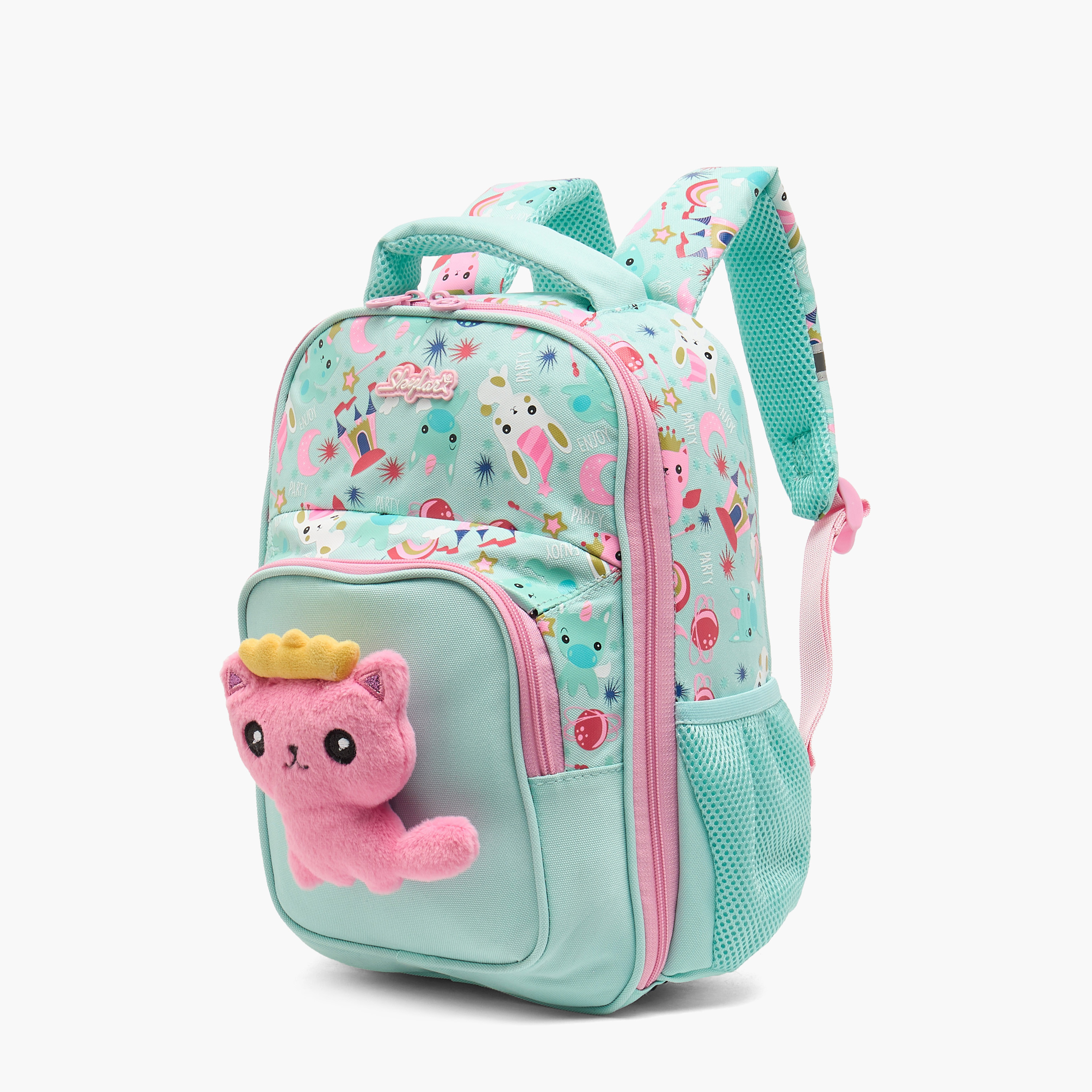 شنطة ظهر بطبعات قطة للبنات 5-8 سنوات مع قسم للابتوب - 14 بوصة-school-bagsandbackpacks-backpacks-image-6