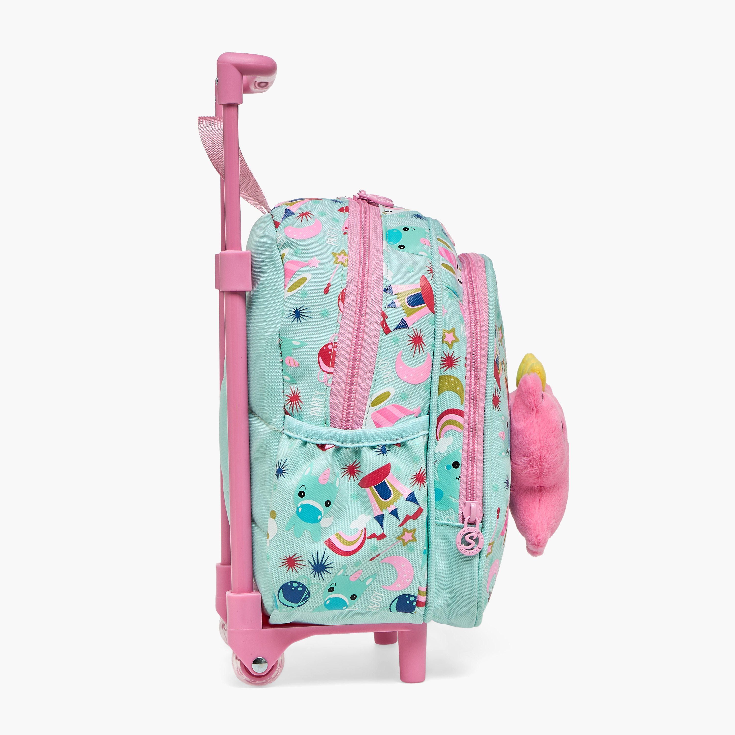 Skylar Cat Applique Trolley Bag for Girls 2-5 Years with Retractable Handle - 11 inches-school-bagsandbackpacks-trolleybags-image-6