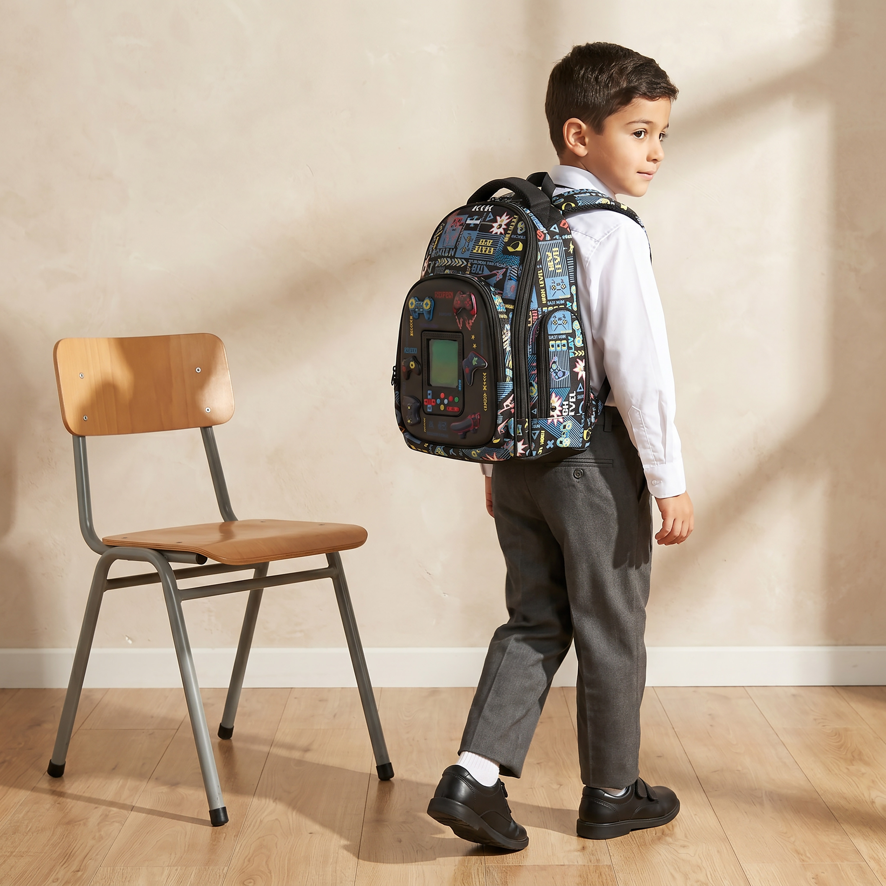 Skylar Gaming Print Backpack for Boys 8-13 Years with LCD Pad - 16 inches-school-bagsandbackpacks-backpacks-image-2