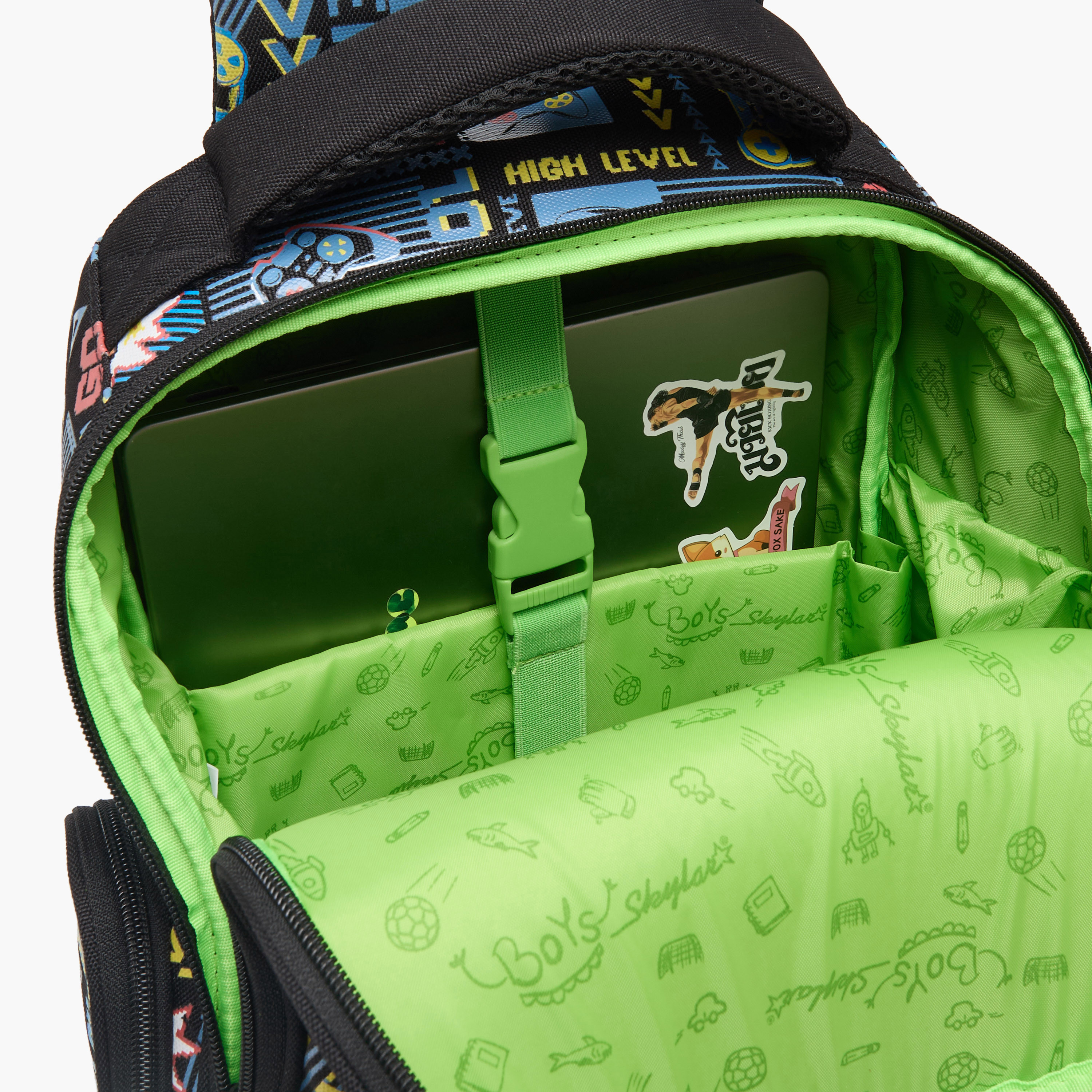 Skylar Gaming Print Backpack for Boys 8-13 Years with LCD Pad - 16 inches-school-bagsandbackpacks-backpacks-image-5