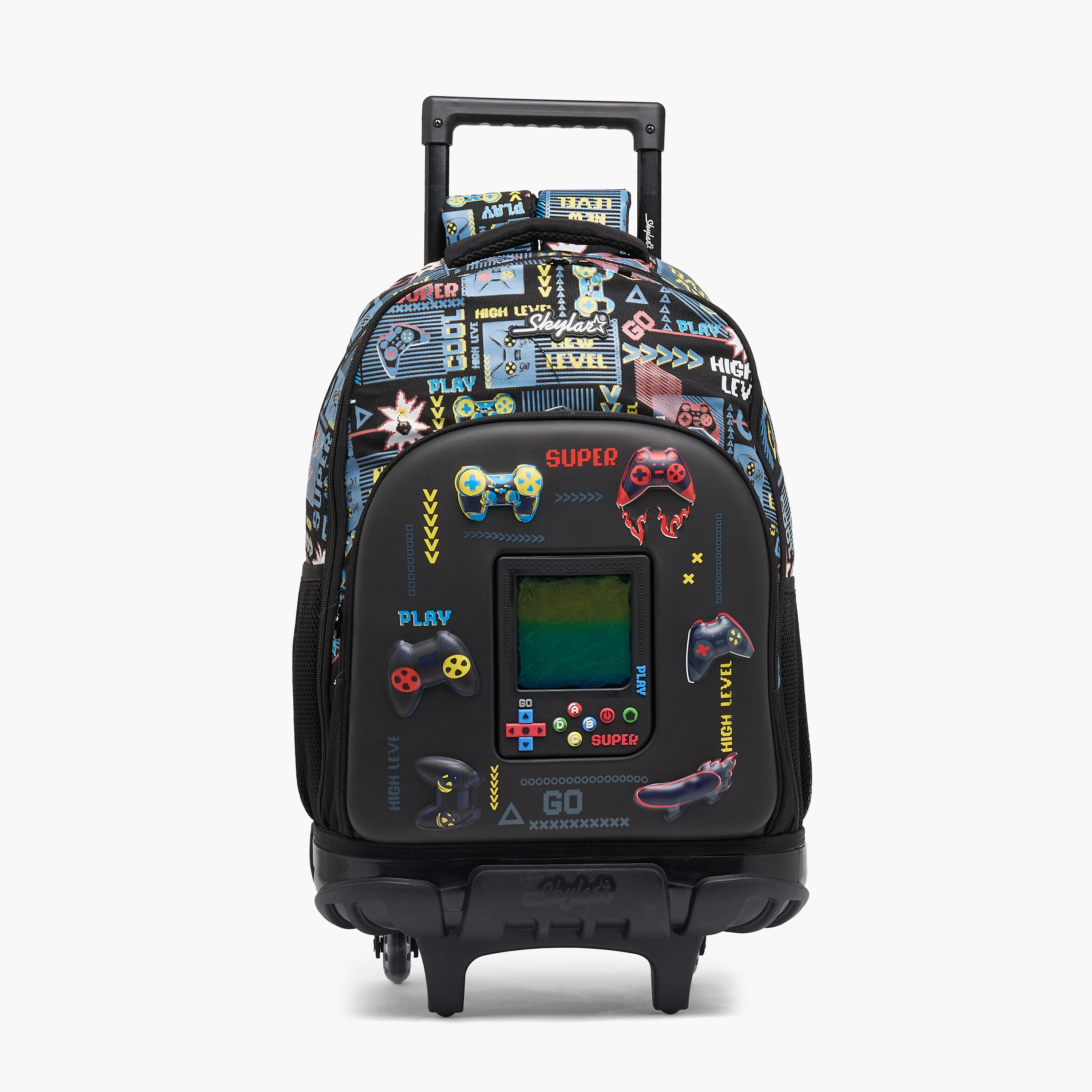 Skylar Gaming Print Trolley Bag for Boys 8-13 Years Retractable Handle - 17 inches-school-bagsandbackpacks-trolleybags-image-1
