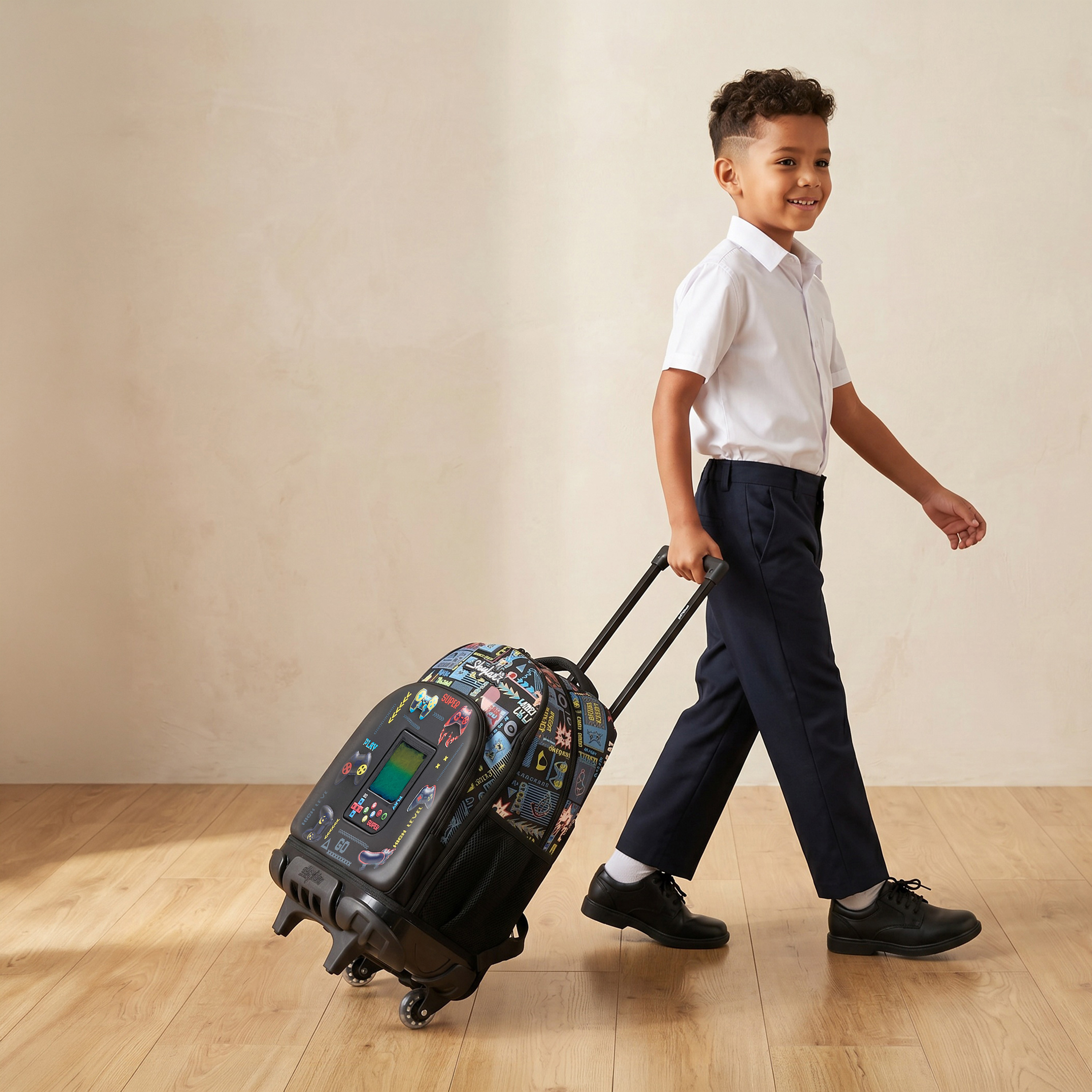 Skylar Gaming Print Trolley Bag for Boys 8-13 Years Retractable Handle - 17 inches-school-bagsandbackpacks-trolleybags-image-3
