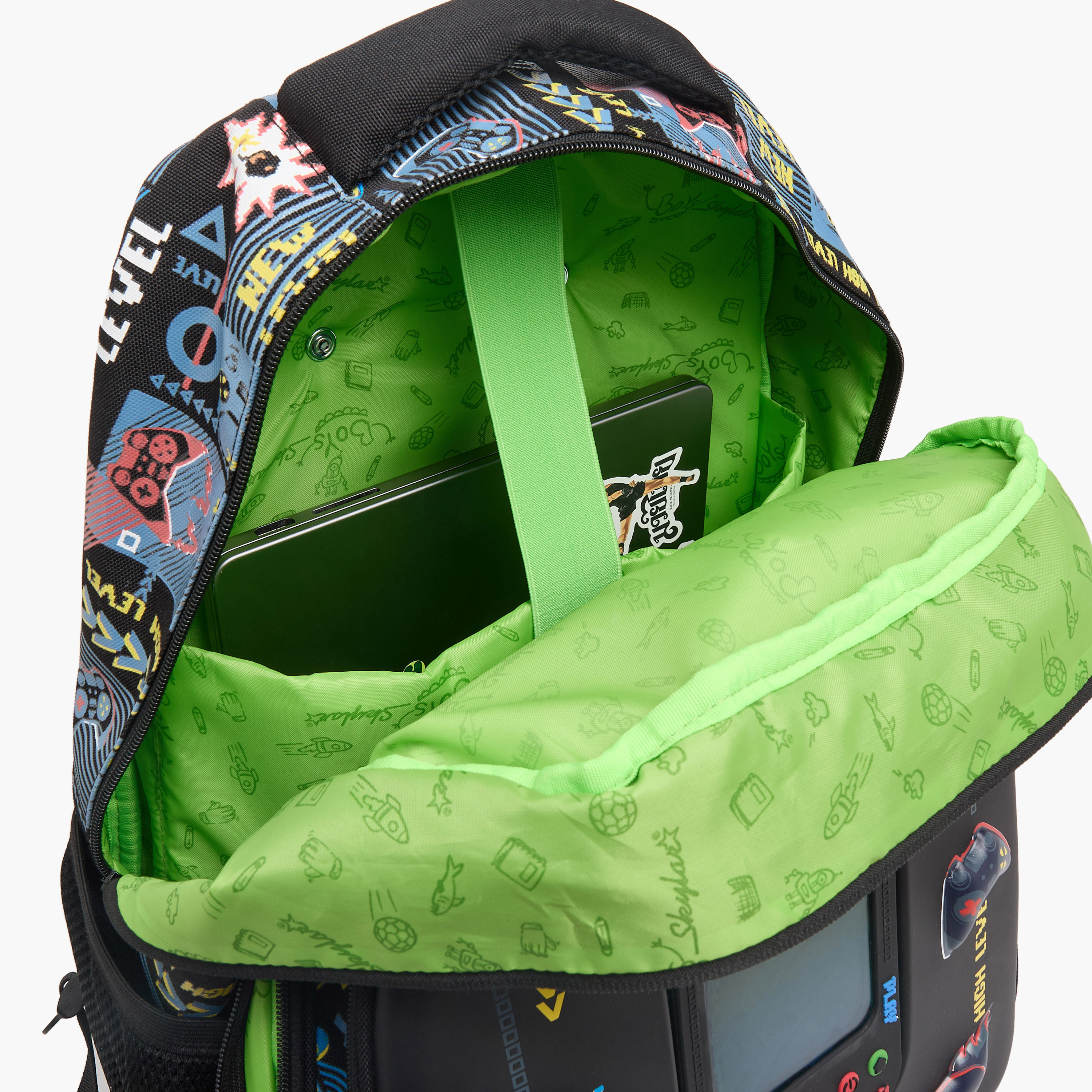 Skylar Gaming Print Trolley Bag for Boys 8-13 Years Retractable Handle - 17 inches-school-bagsandbackpacks-trolleybags-image-6