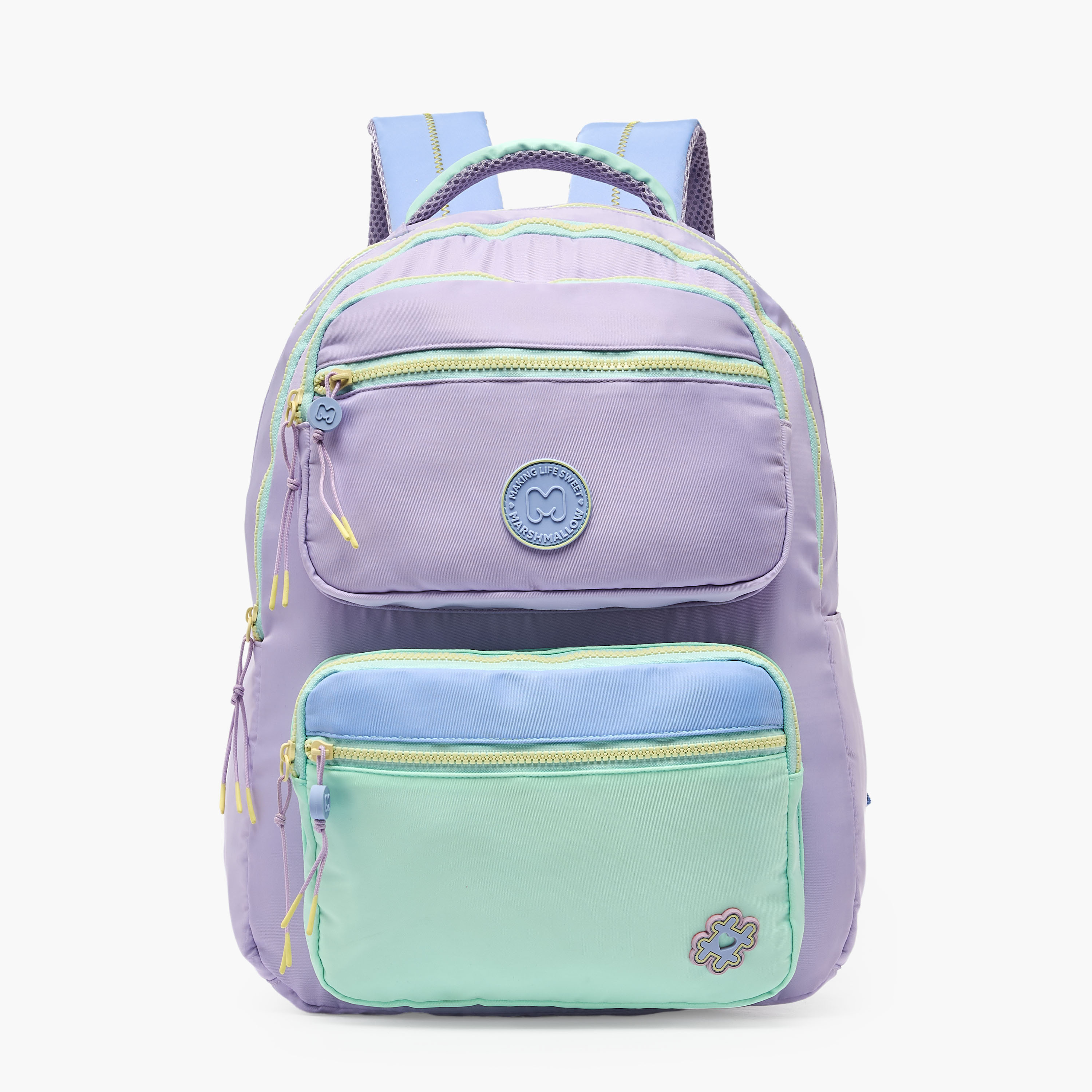 شنطة مدرسية بقوالب ملونة وحمالات كتف مبطنة للبنات 8-13 سنوات من مارشميلو - 17 بوصة-school-bagsandbackpacks-backpacks-image-1