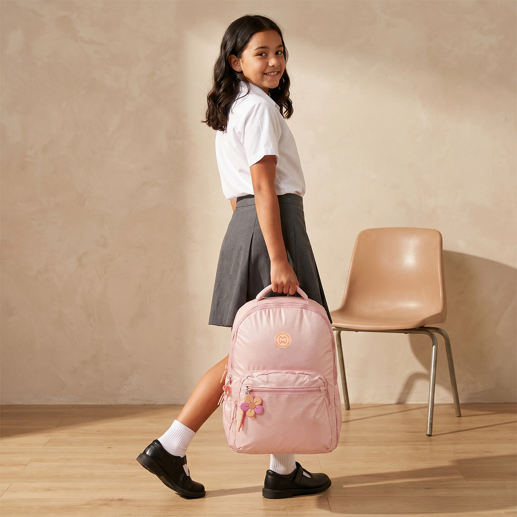 MARSHMALLOW Solid Backpack for Girls 8-13 Years with Padded Shoulder Straps - 17 inches-school-bagsandbackpacks-backpacks-image-3