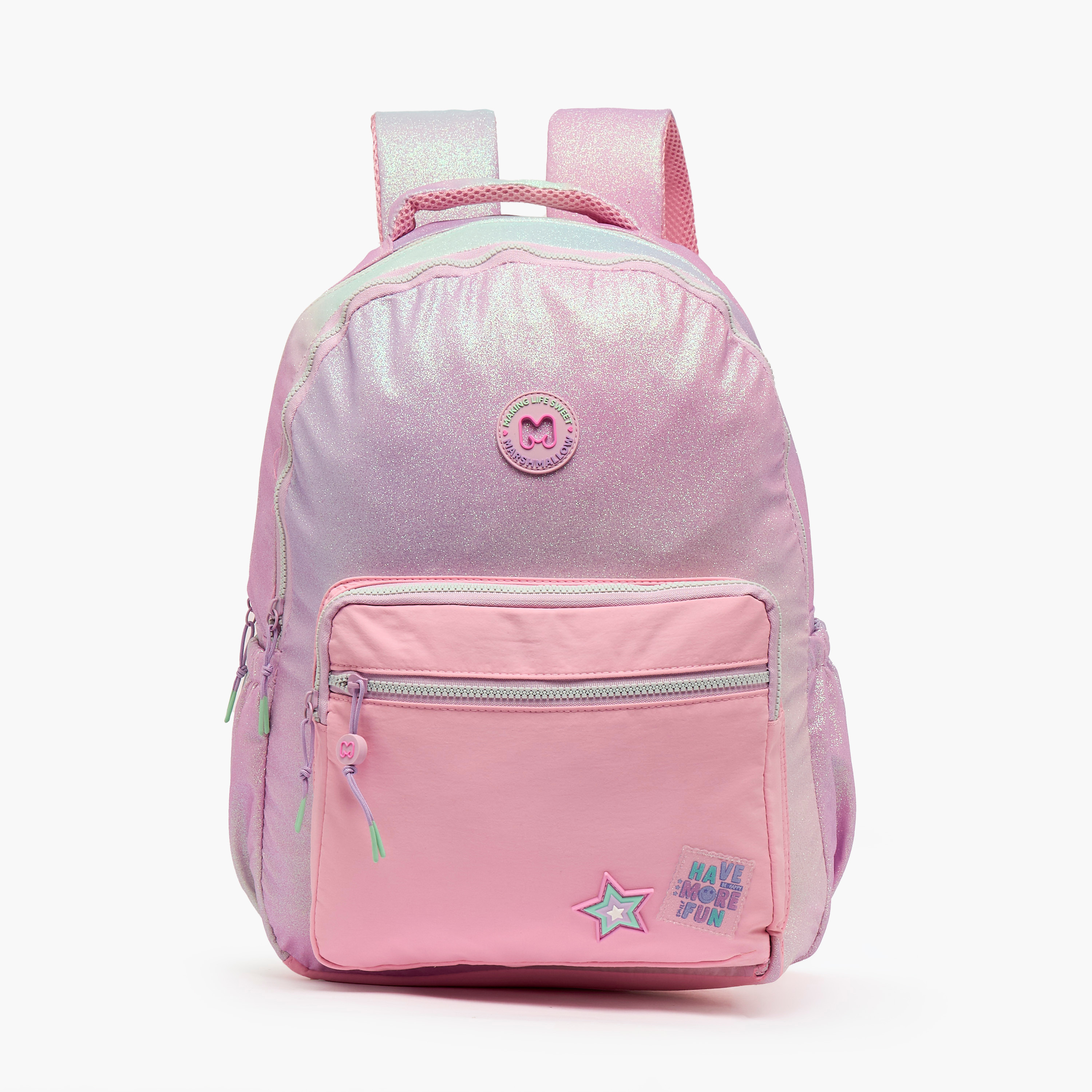 MARSHMALLOW Glittery Backpack for Girls 8-13 Years with Padded Shoulder Straps - 17 inches-school-bagsandbackpacks-backpacks-image-1