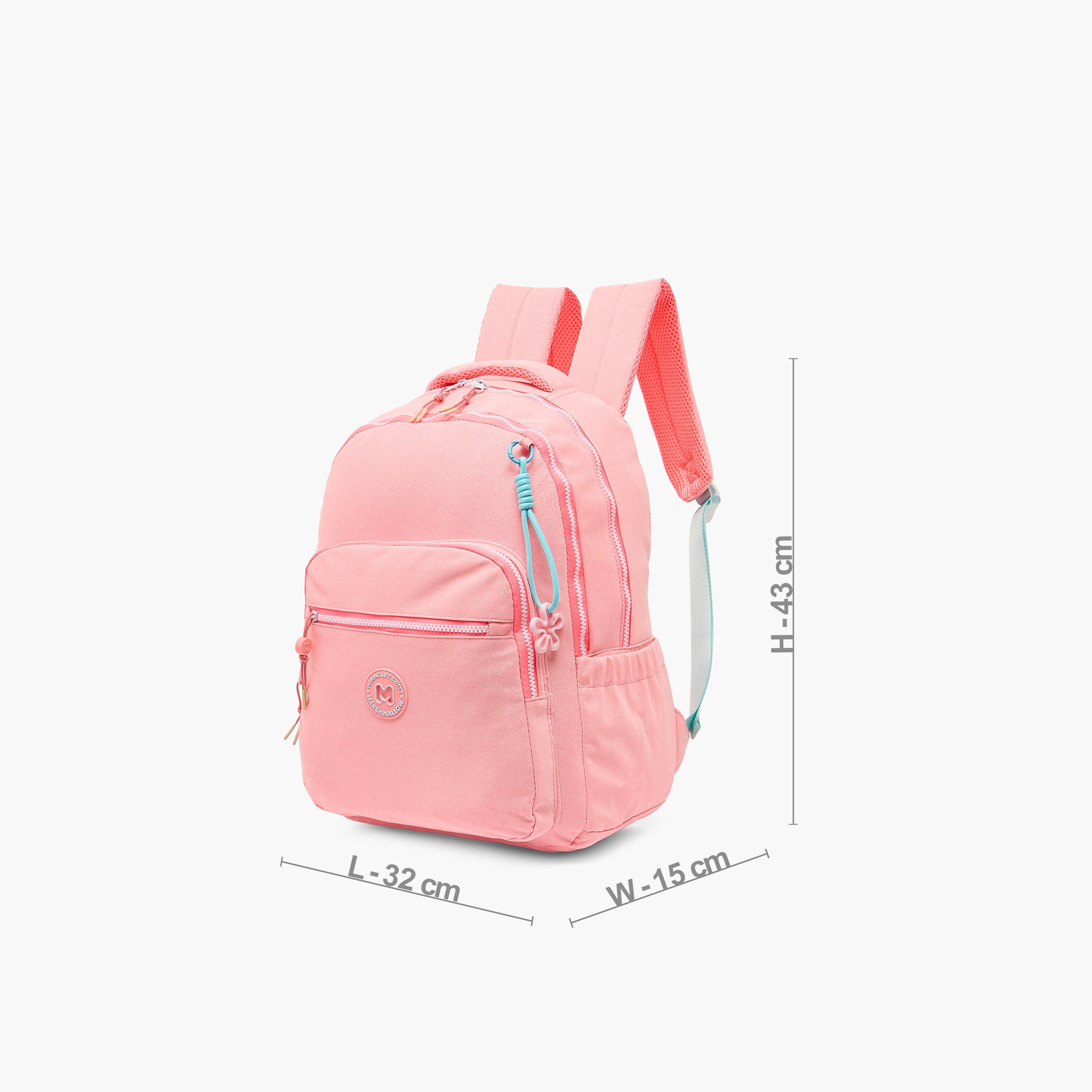 MARSHMALLOW Glittery Backpack for Girls 8-13 Years with Padded Shoulder Straps - 17 inches-school-bagsandbackpacks-backpacks-image-8