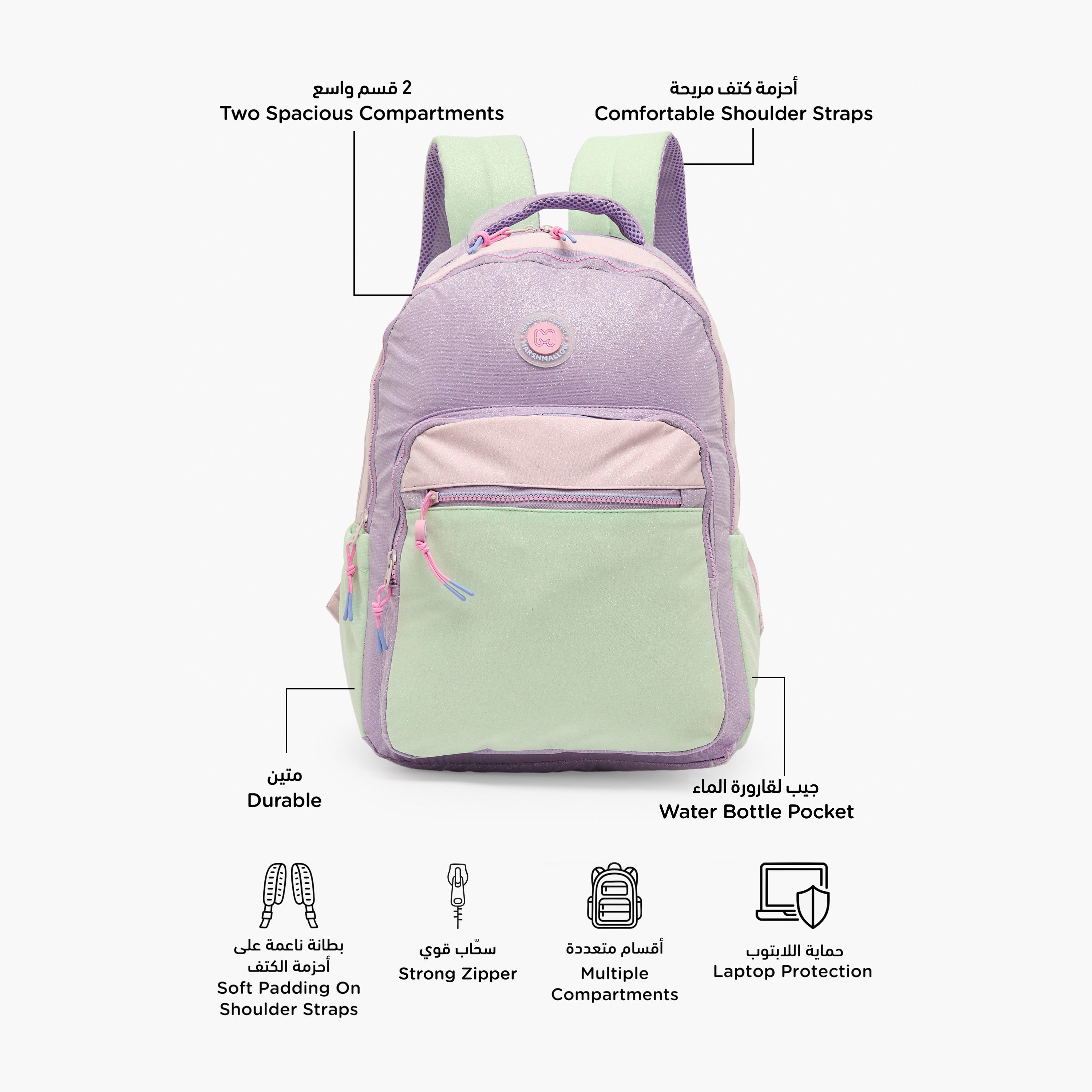 MARSHMALLOW Colourblock Backpack for Girls 8-13 Years with Padded Shoulder Straps - 17 inches-school-bagsandbackpacks-backpacks-image-2