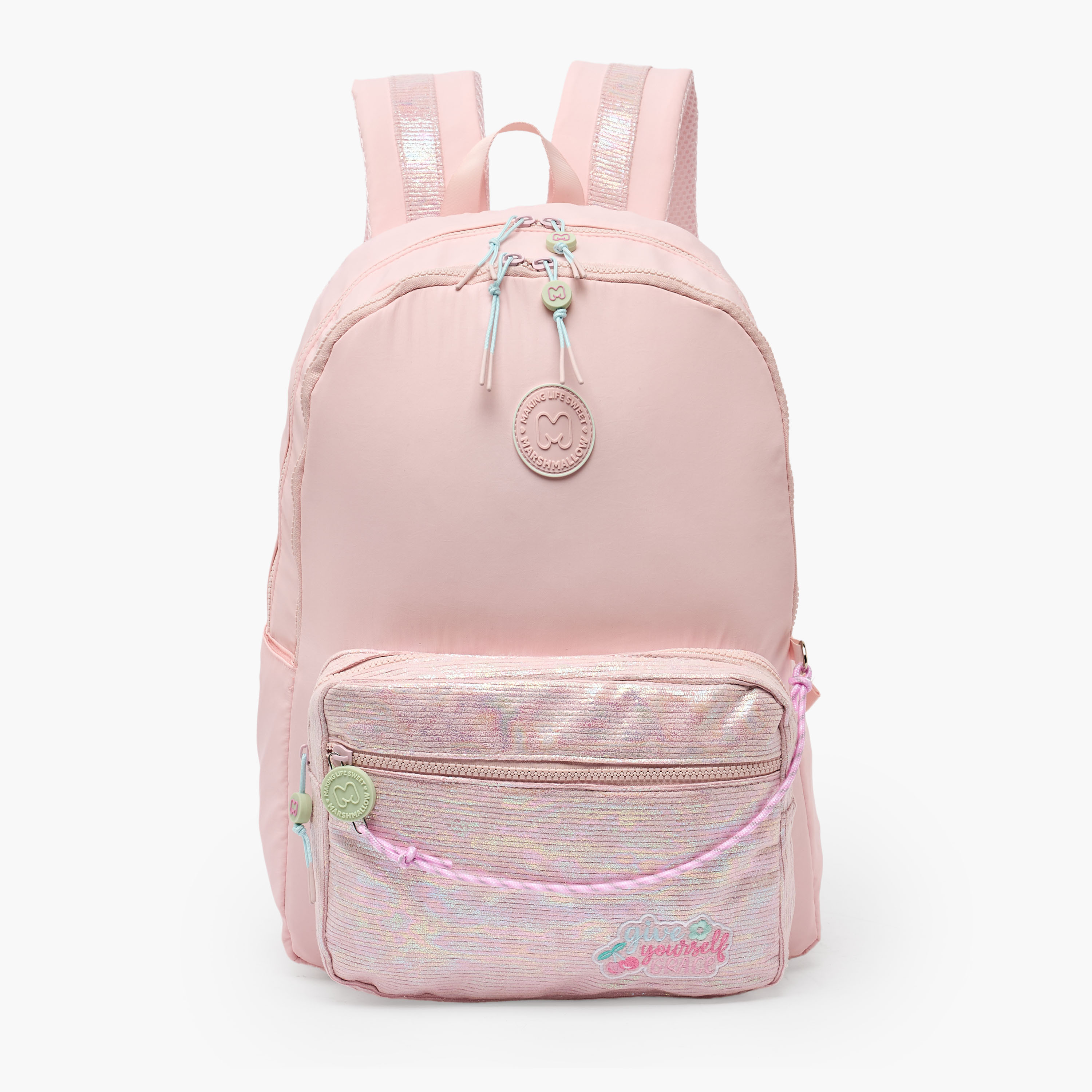 MARSHMALLOW Textured Backpack for Girls 8-13 Years with Padded Shoulder Straps - 17 inches-school-bagsandbackpacks-backpacks-image-1