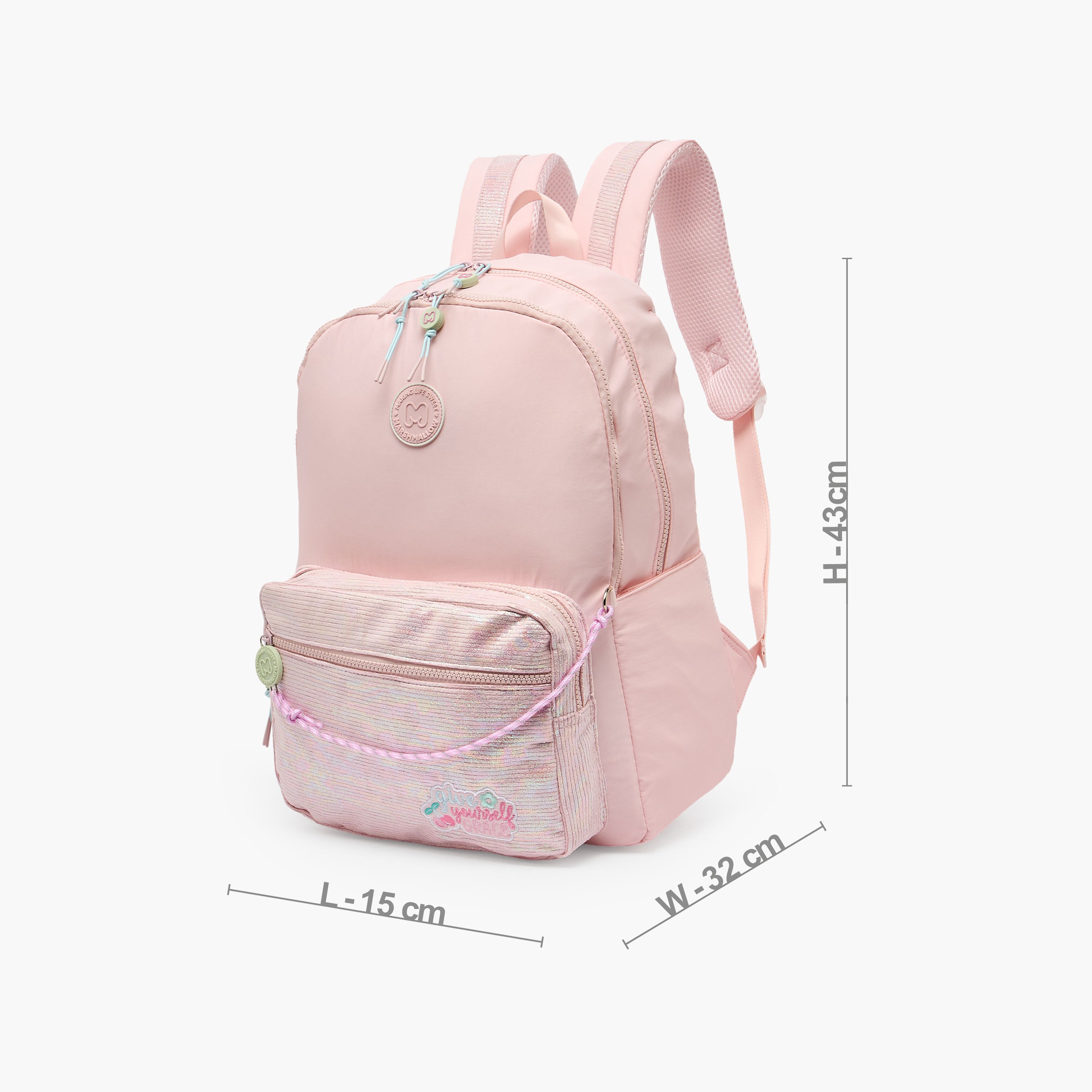 MARSHMALLOW Textured Backpack for Girls 8-13 Years with Padded Shoulder Straps - 17 inches-school-bagsandbackpacks-backpacks-image-7