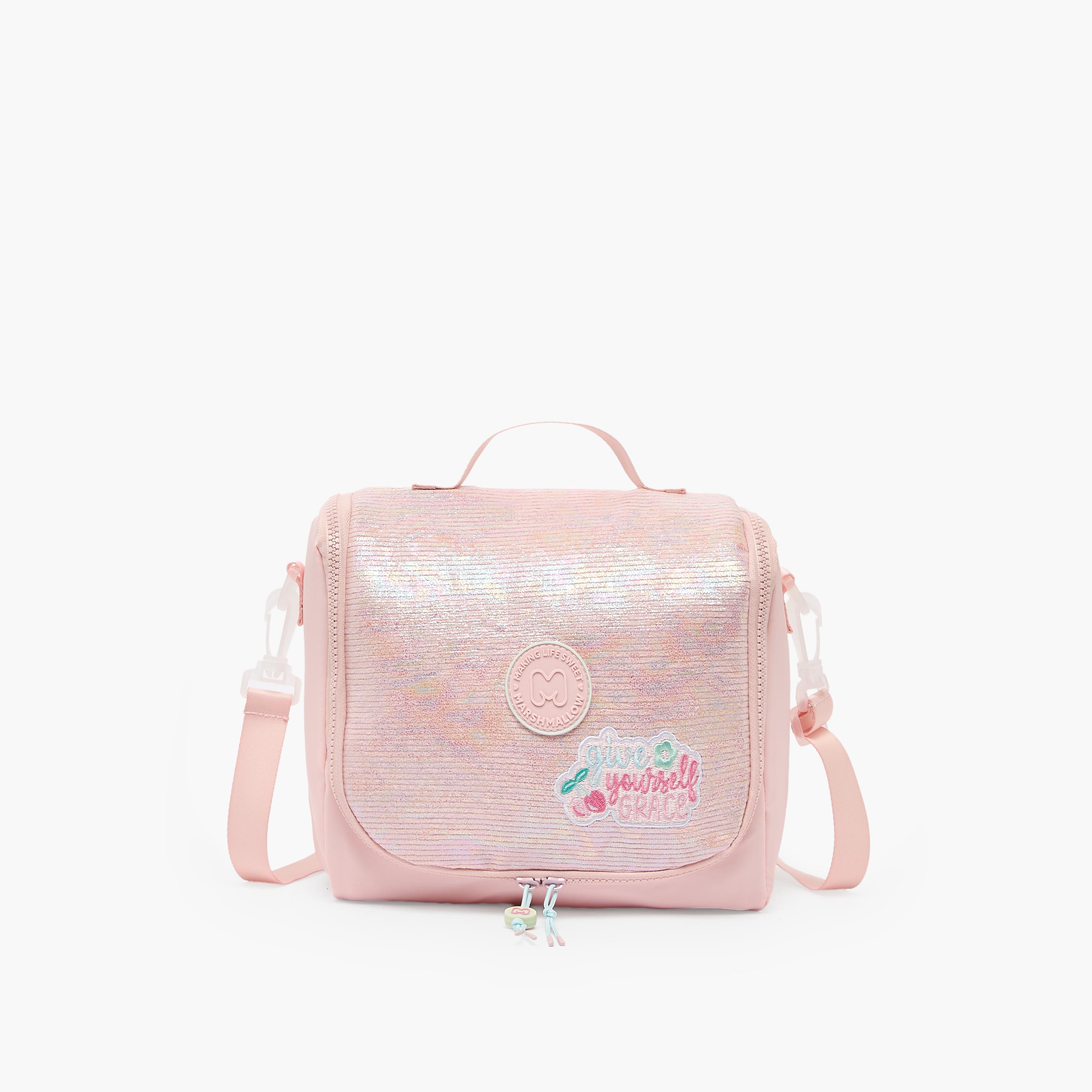MARSHMALLOW Sequin Texture Lunch Bag for Girls 8-13 Years with Detachable Strap-school-lunchessentials-lunchbags-image-1