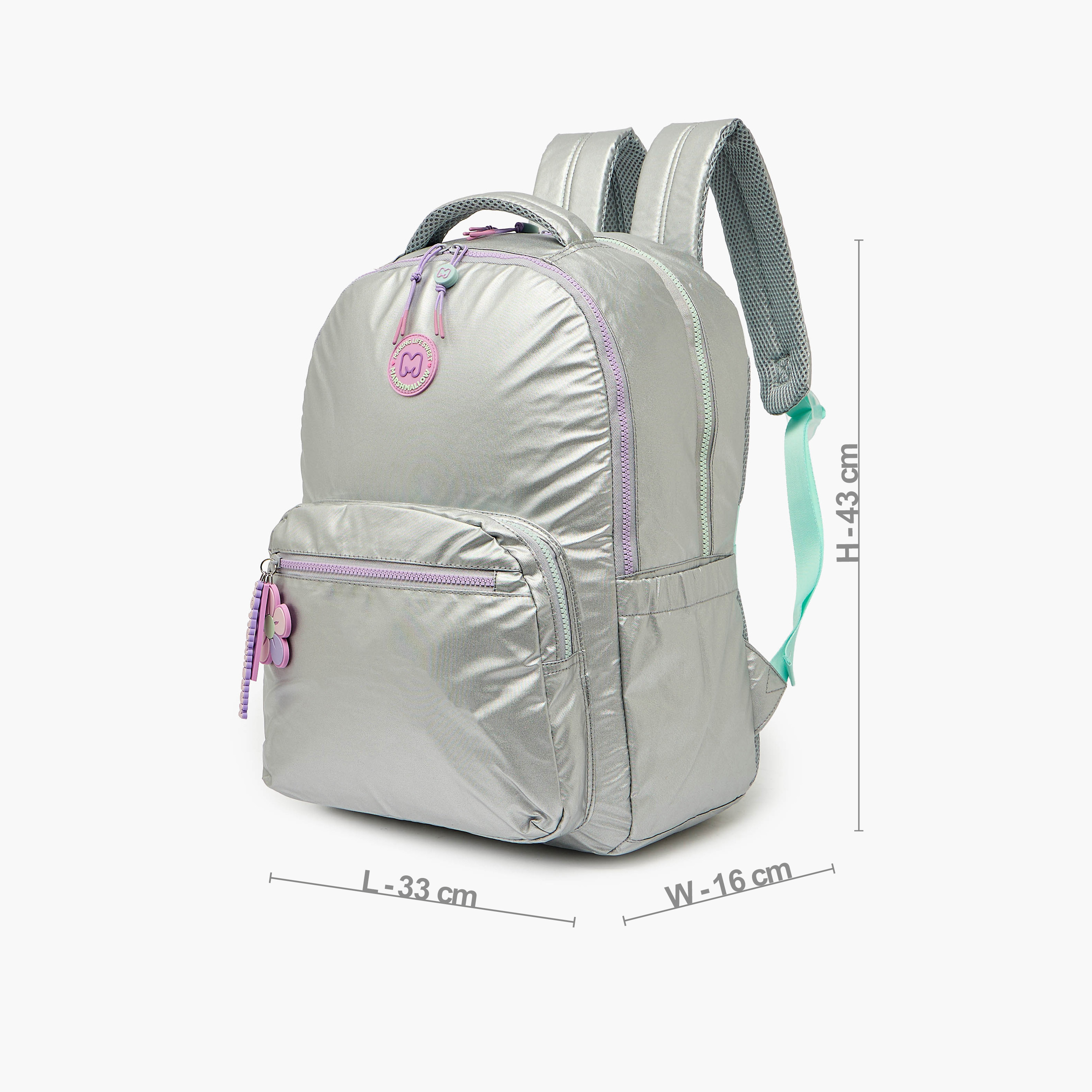 MARSHMALLOW Solid Backpack for Girls 8-13 Years with Padded Shoulder Straps - 17 inches-school-bagsandbackpacks-backpacks-image-7