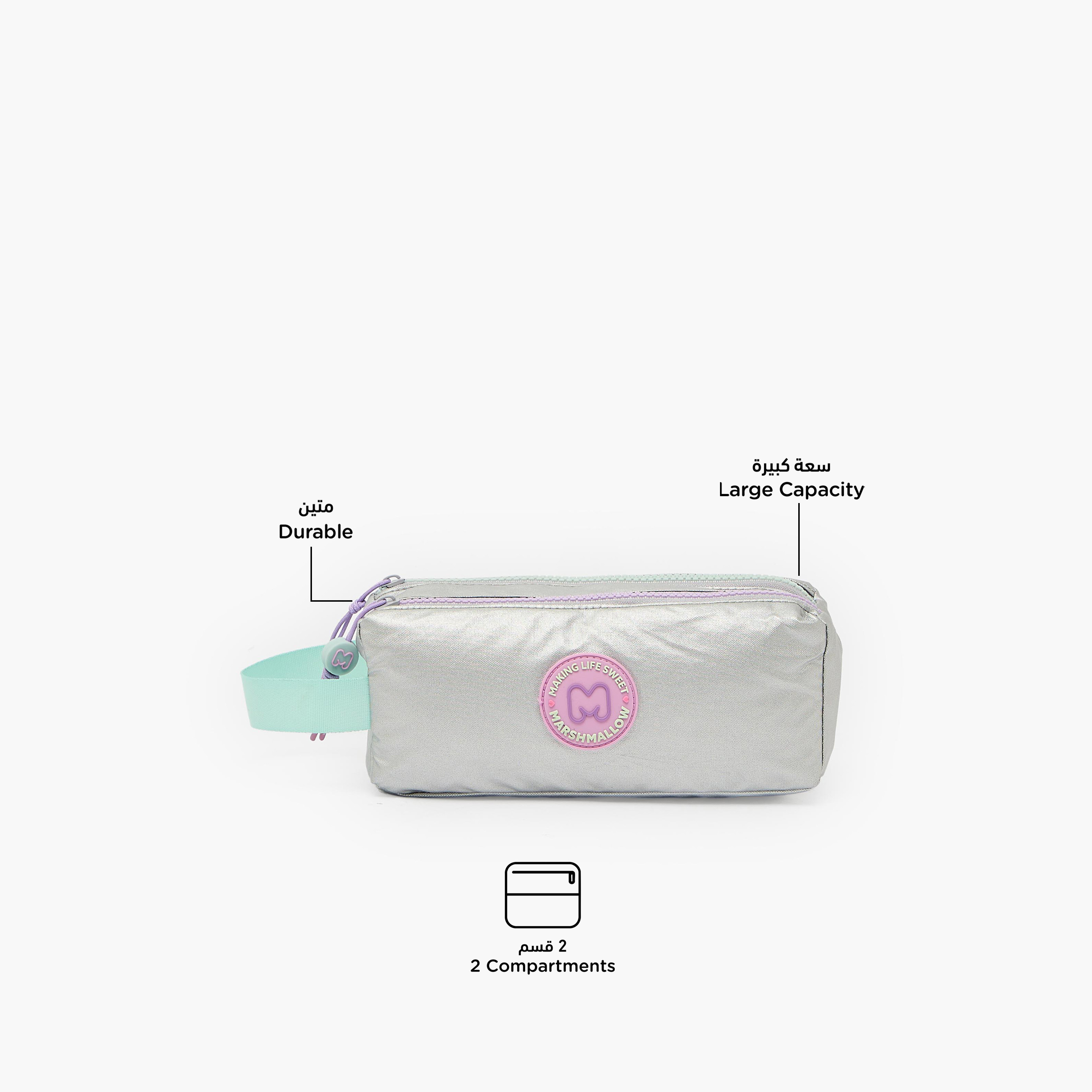 MARSHMALLOW Solid Pencil Pouch with 2 Compartments-school-stationery-pencilcases-image-2