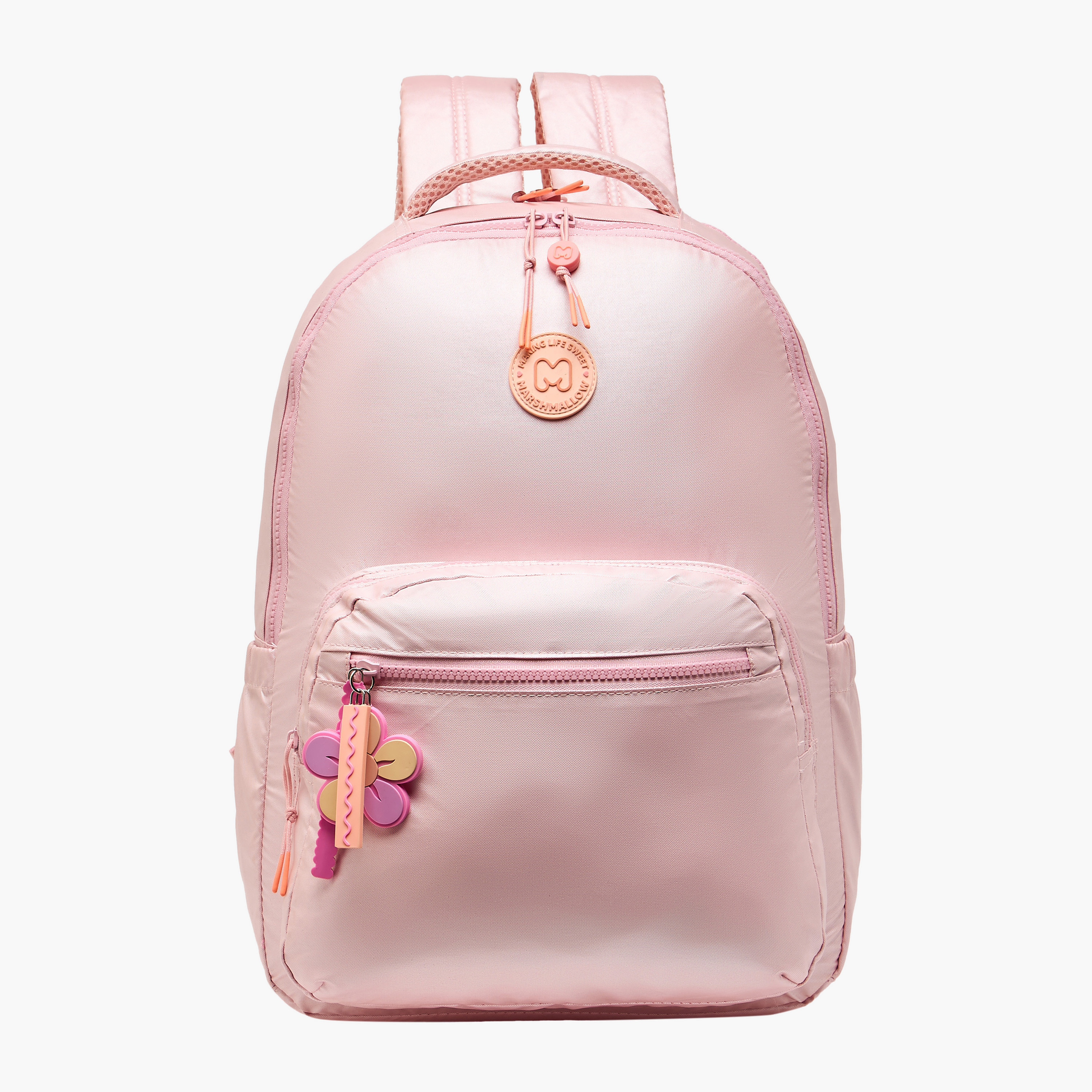 MARSHMALLOW Metallic Backpack for Girls 8-13 Years with Charm Accent-school-bagsandbackpacks-backpacks-image-1