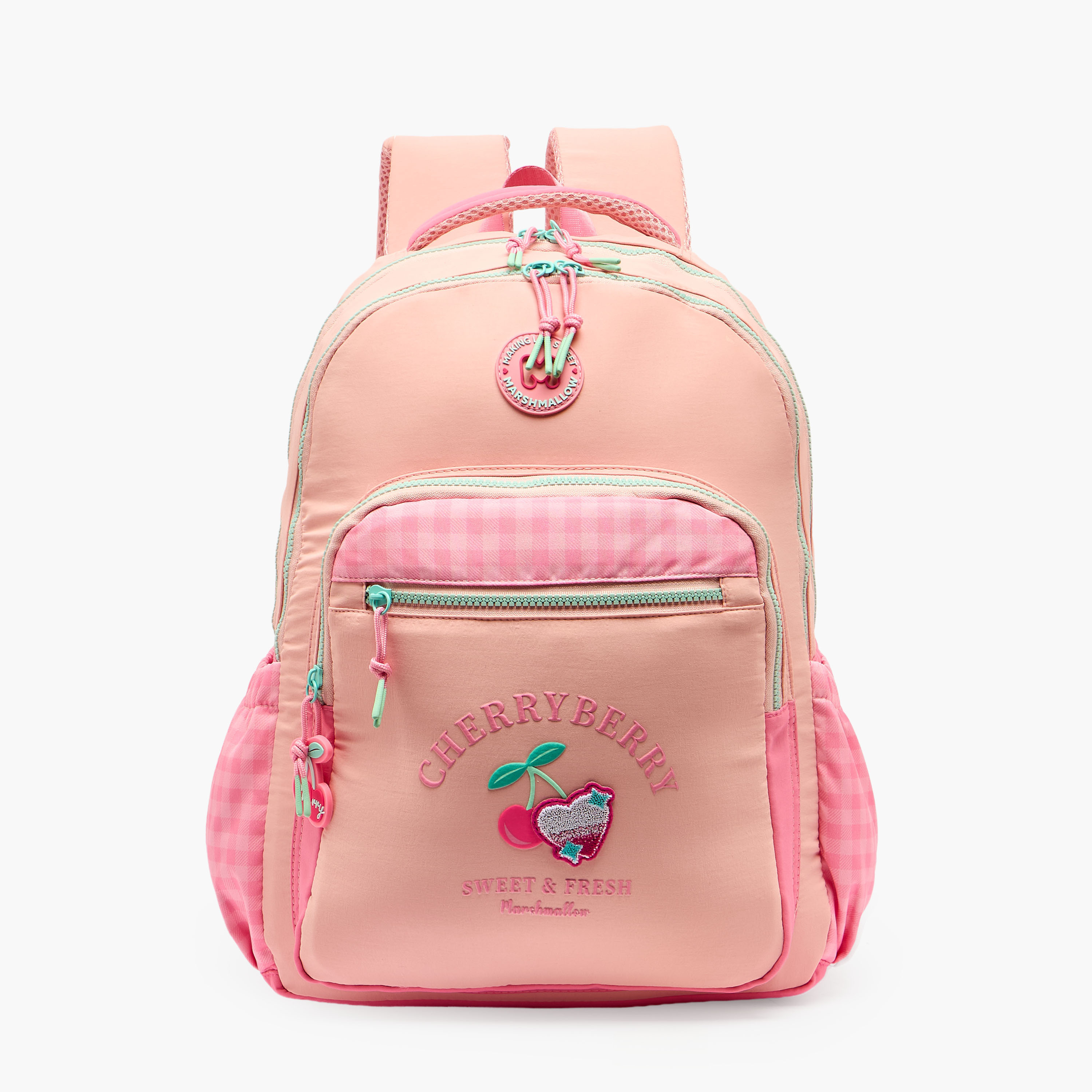 MARSHMALLOW Cherry Applique Backpack for Girls 8-13 Years with Padded Shoulder Straps - 17 inches-school-bagsandbackpacks-backpacks-image-1