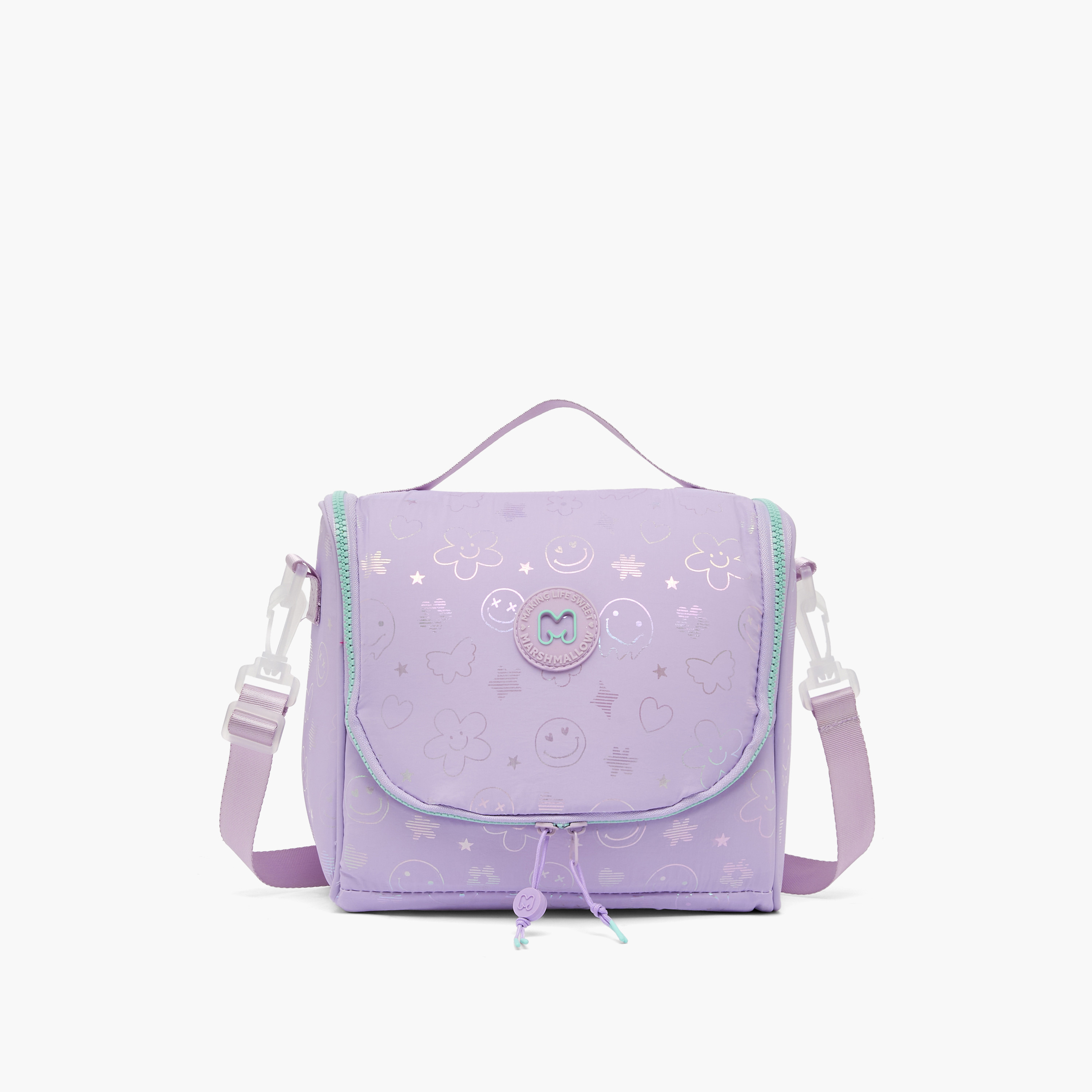 MARSHMALLOW Holographic Print Lunch Bag for Girls 8-13 Years with Zip Closure-school-lunchessentials-lunchbags-image-1