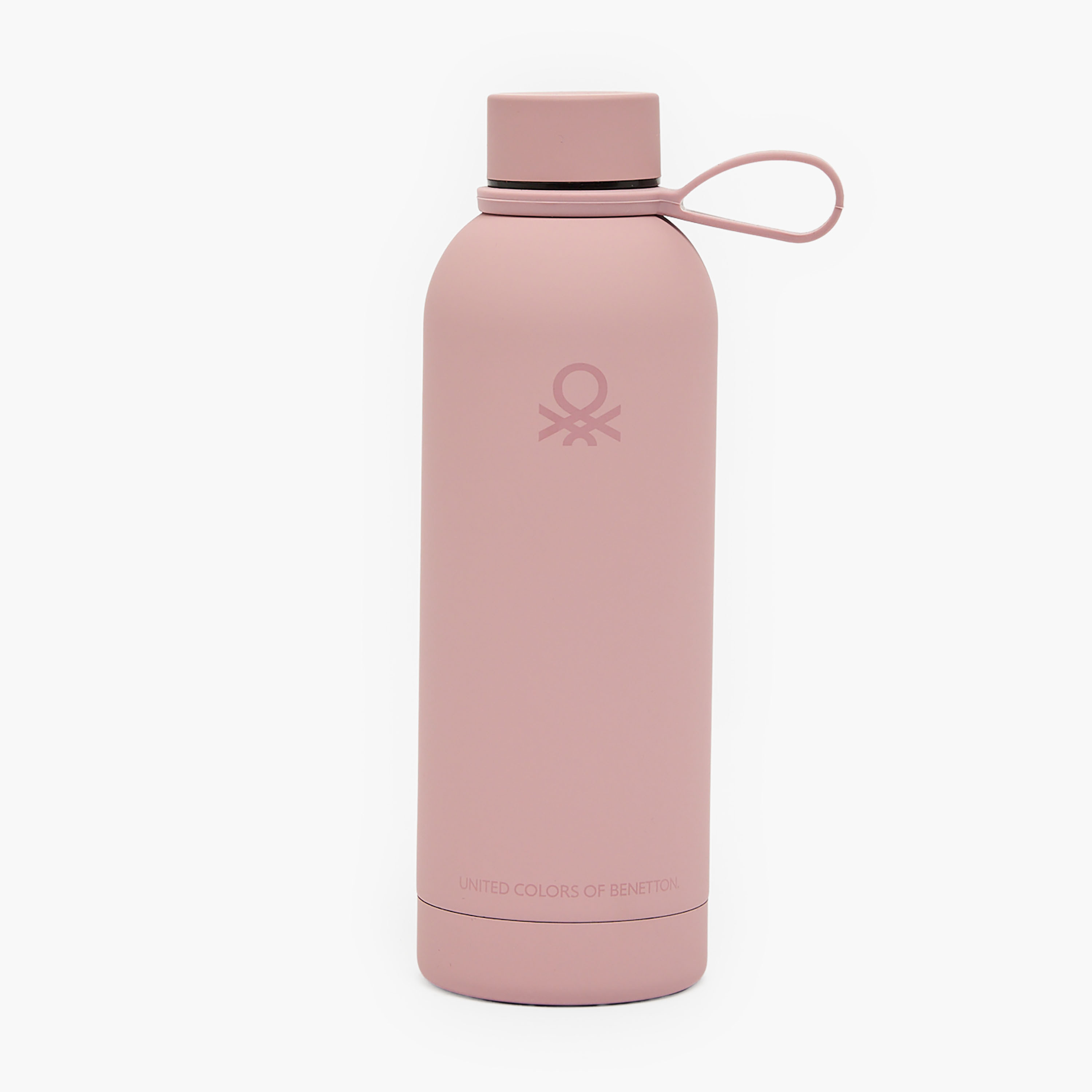 United Colors of Benetton Solid Stainless Steel Water Bottle with Wide Mouth and Carry Loop - 500 ml-school-waterbottles-image-1