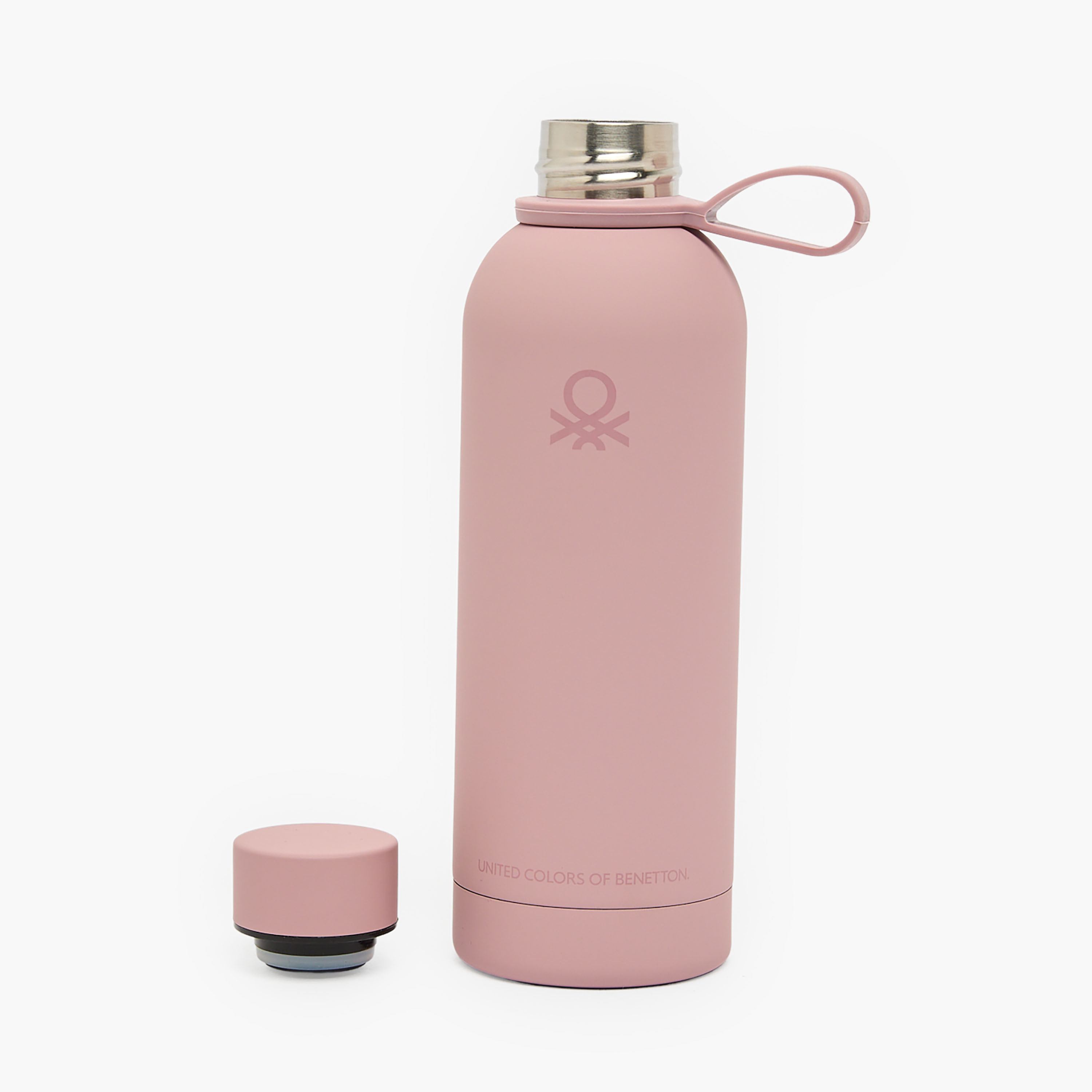 United Colors of Benetton Solid Stainless Steel Water Bottle with Wide Mouth and Carry Loop - 500 ml-school-waterbottles-image-2