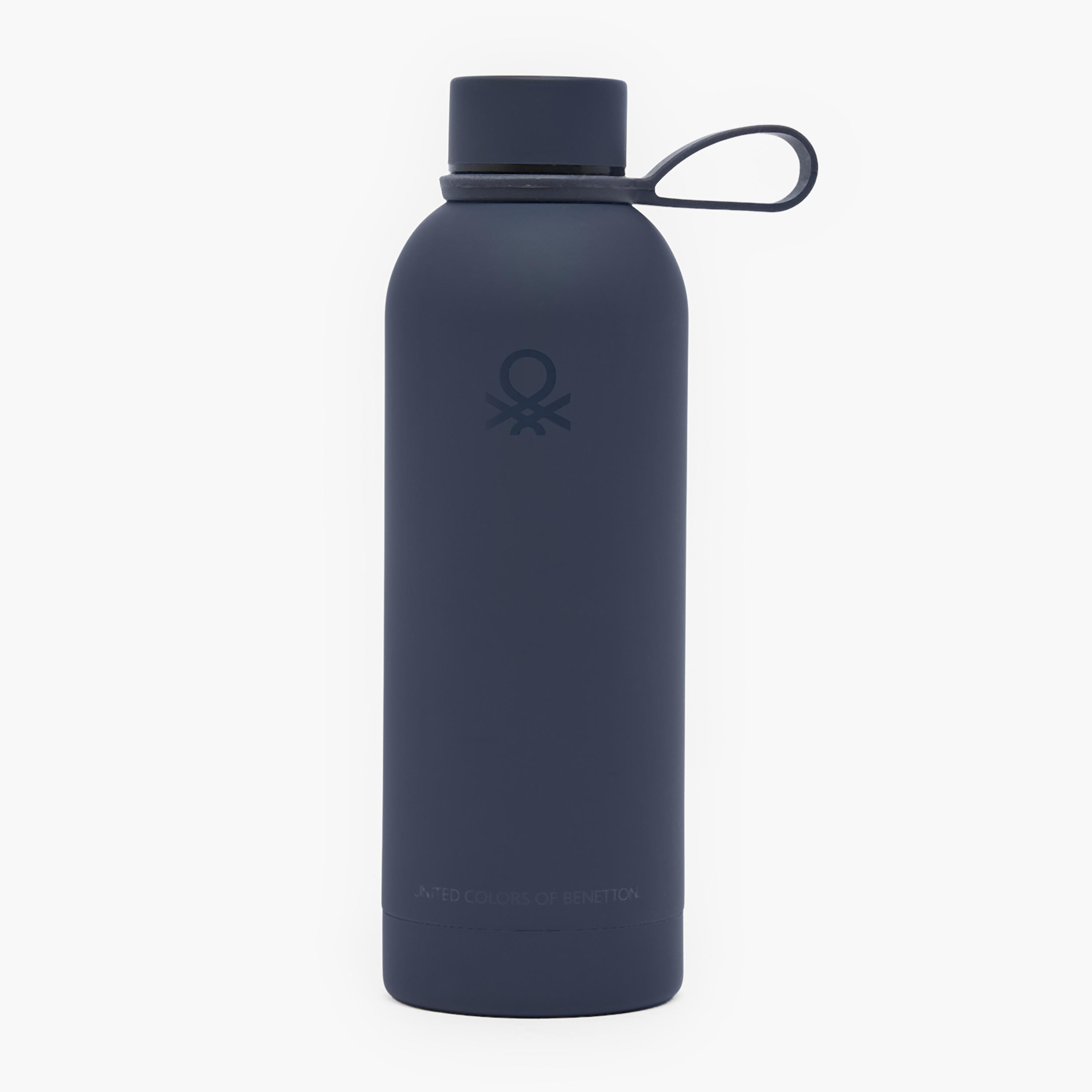 United Colors of Benetton Solid Stainless Steel Water Bottle with Wide Mouth and Carry Loop - 500 ml-school-waterbottles-image-1