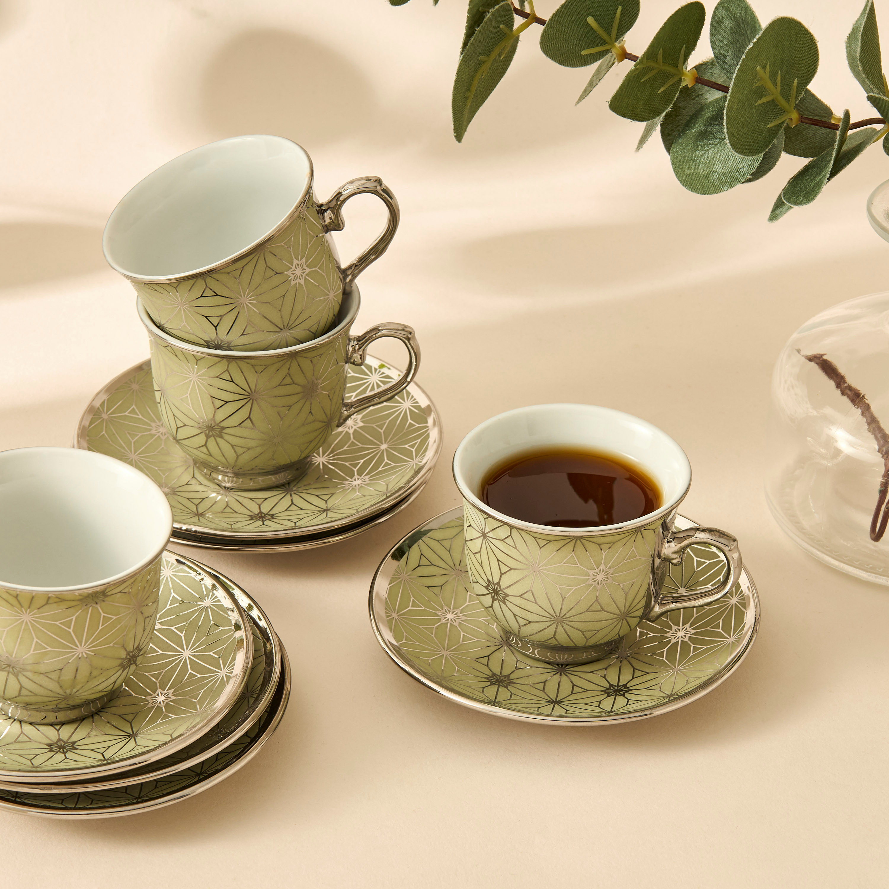 Geometric Print 12-Piece Porcelain Cup and Saucer Set-household-dining-teaandcoffee-teaandcoffeesets-image-2