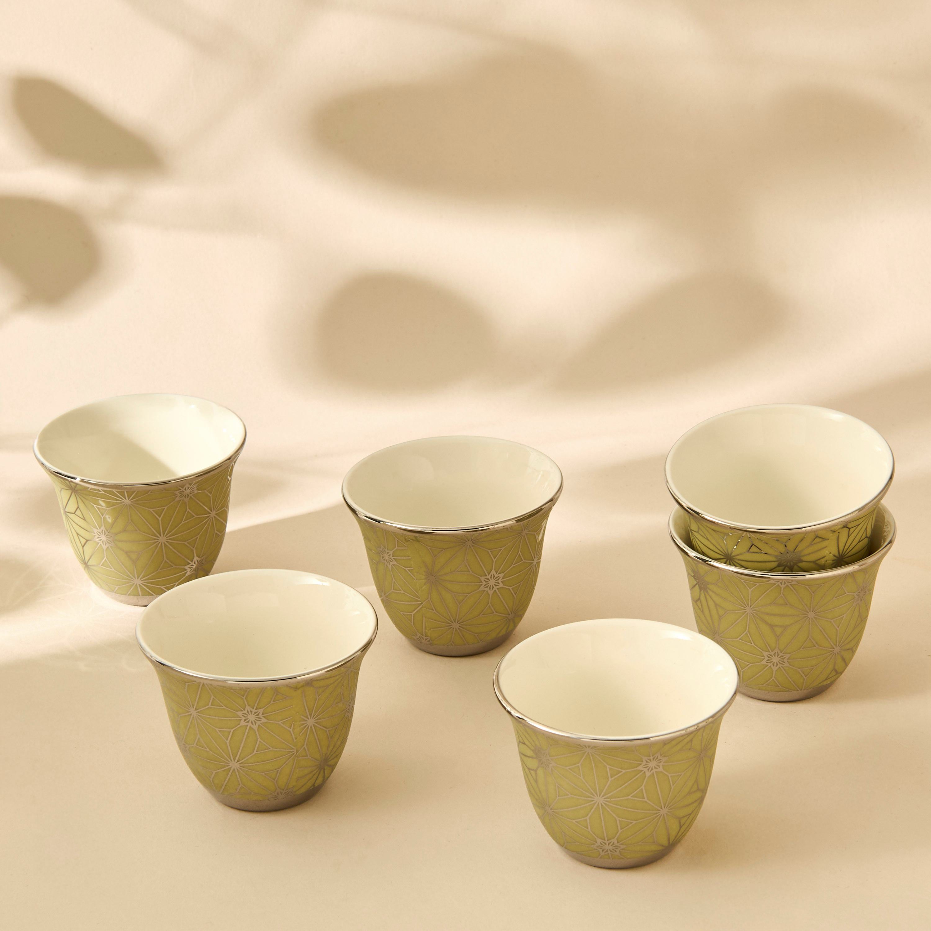 Geometric Print 6-Piece New Bone China Kahwa Cup Set-household-dining-teaandcoffee-teaandcoffeesets-image-1