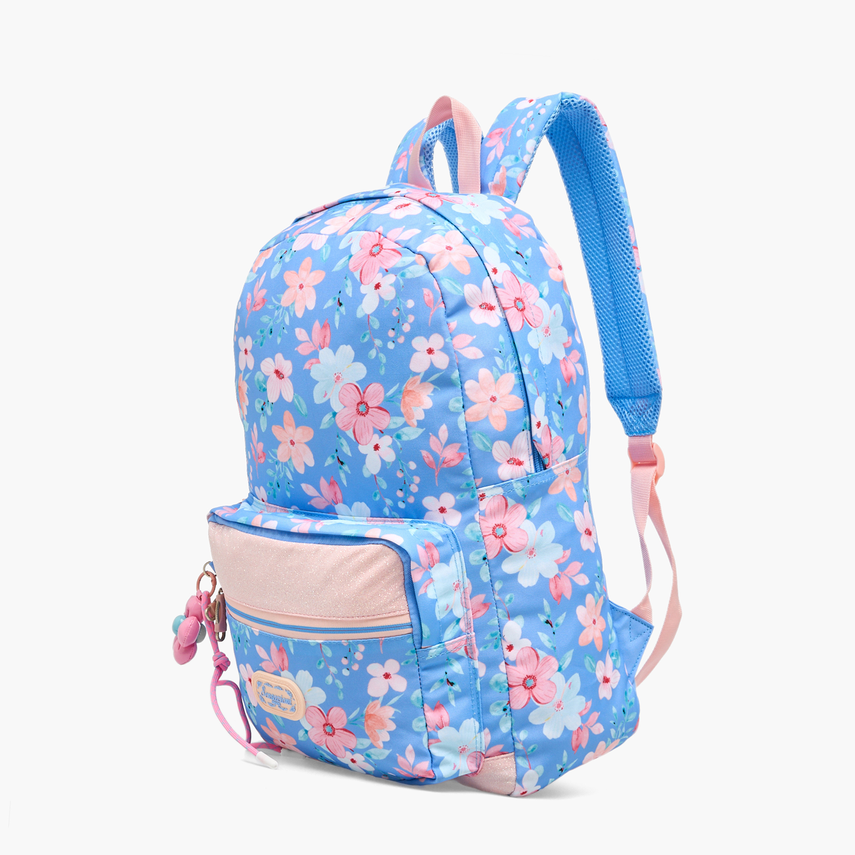 Sensazioni Floral Print Backpack for Girls 8-13 Years with Water Bottle Pocket - 18 inches-school-bagsandbackpacks-backpacks-image-6