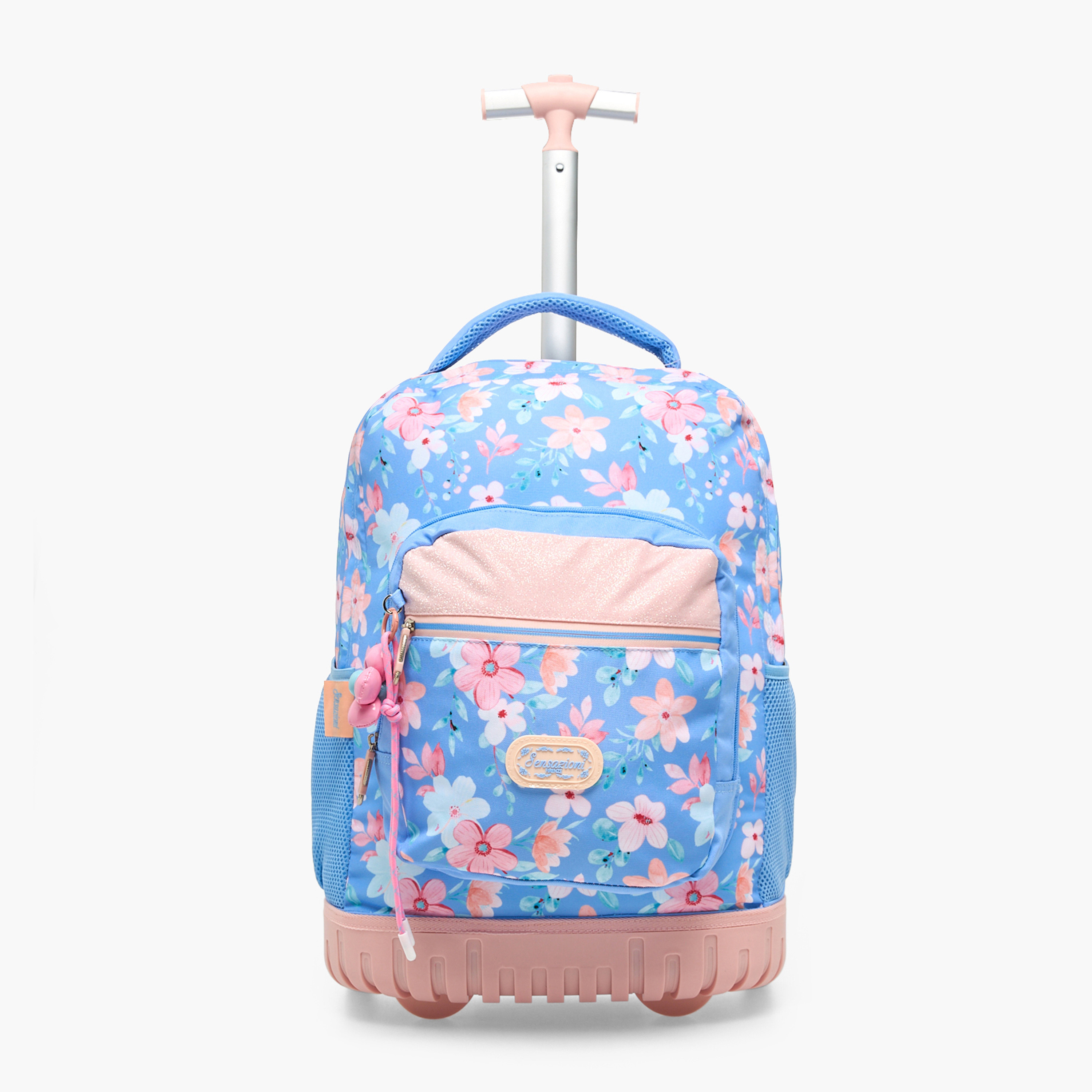 Sensazioni Floral Print Trolley Bag for Girls 8-13 Years with Shoulder Straps - 19 inches-school-bagsandbackpacks-trolleybags-image-1